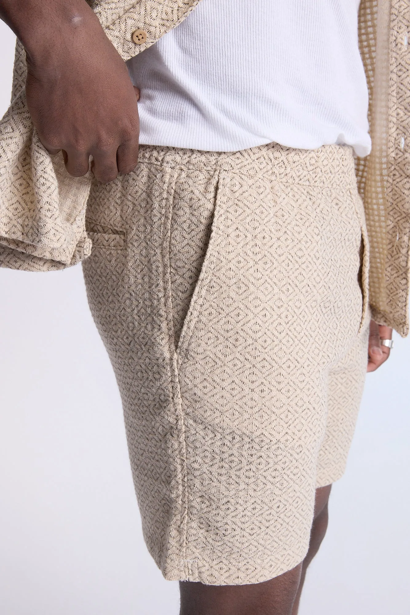 Textured Geometric Knit Pattern Shorts sold by Bluenotes product image thumbnail 2