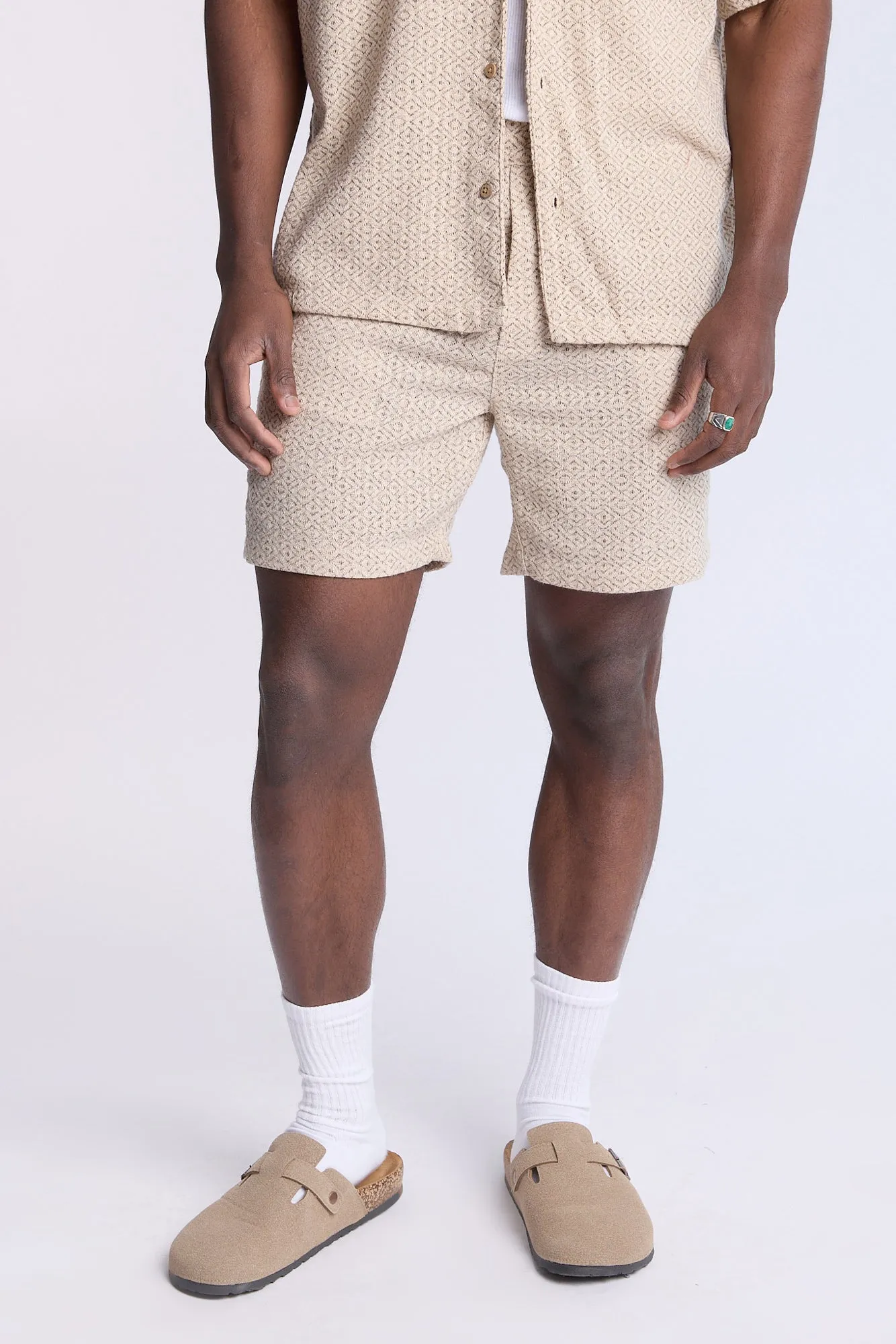 Textured Geometric Knit Pattern Shorts sold by Bluenotes