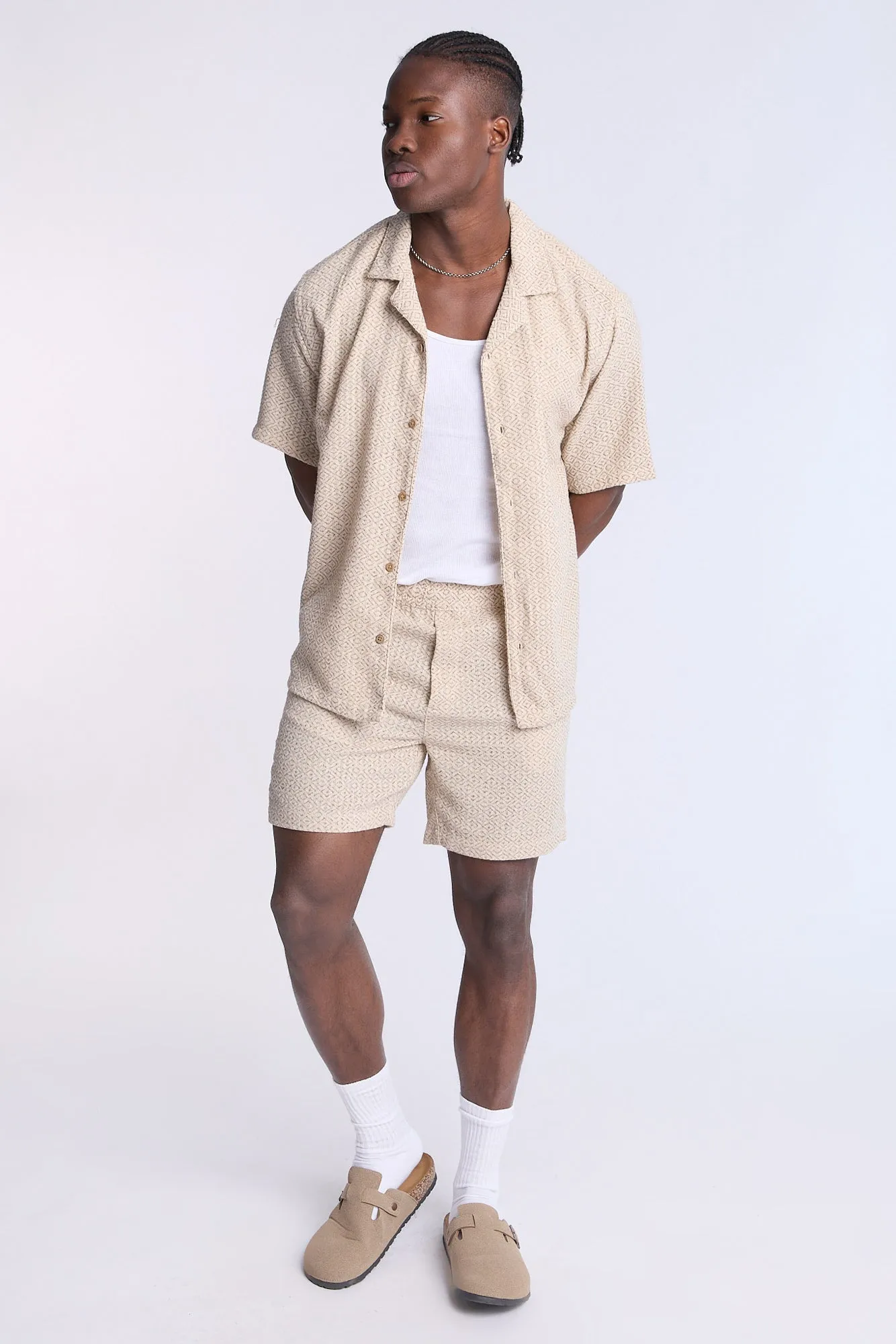 Textured Geometric Knit Pattern Shorts sold by Bluenotes product image thumbnail 4