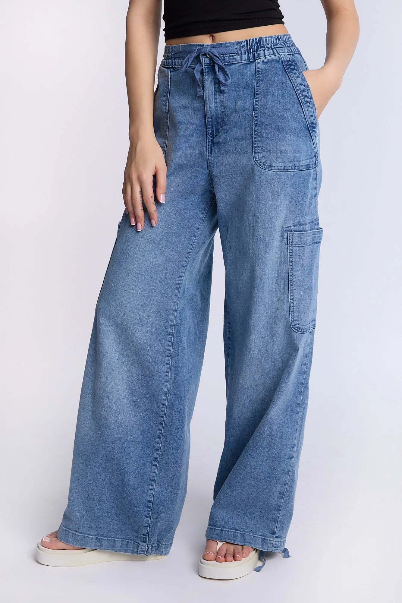 High Rise Drapey Baggy Cargo Jeans sold by Bluenotes