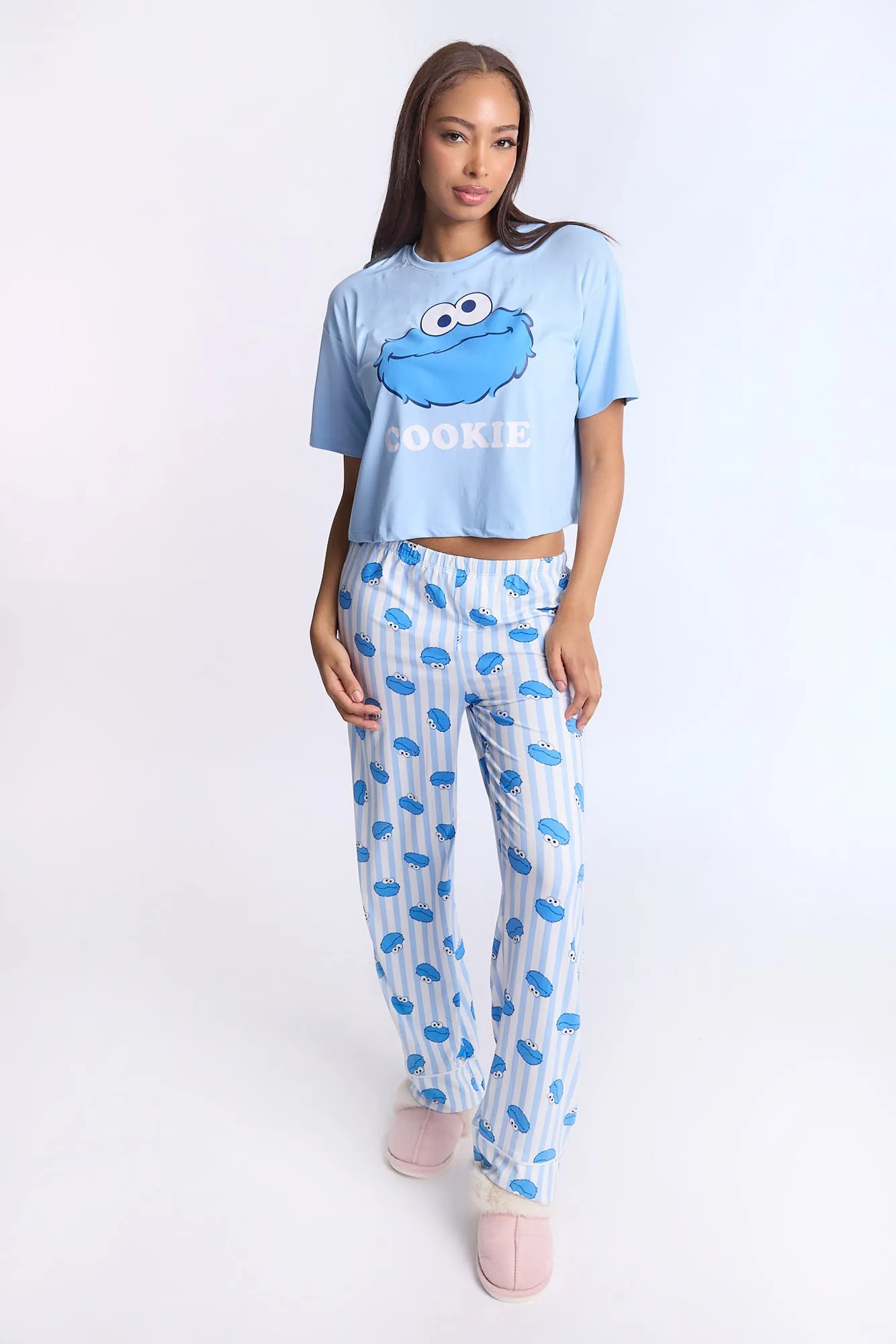 Cookie Monster Super Soft Pajama Tee And Pants 2-Piece Set sold by Bluenotes