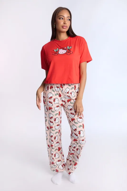Hello Kitty Cherry Super Soft Pajama Tee And Pants 2-Piece Set sold by Bluenotes