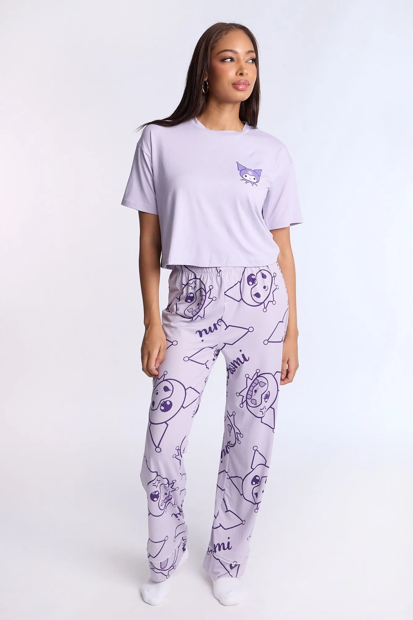 Kuromi Super Soft Pajama Tee And Pants 2-Piece Set sold by Bluenotes