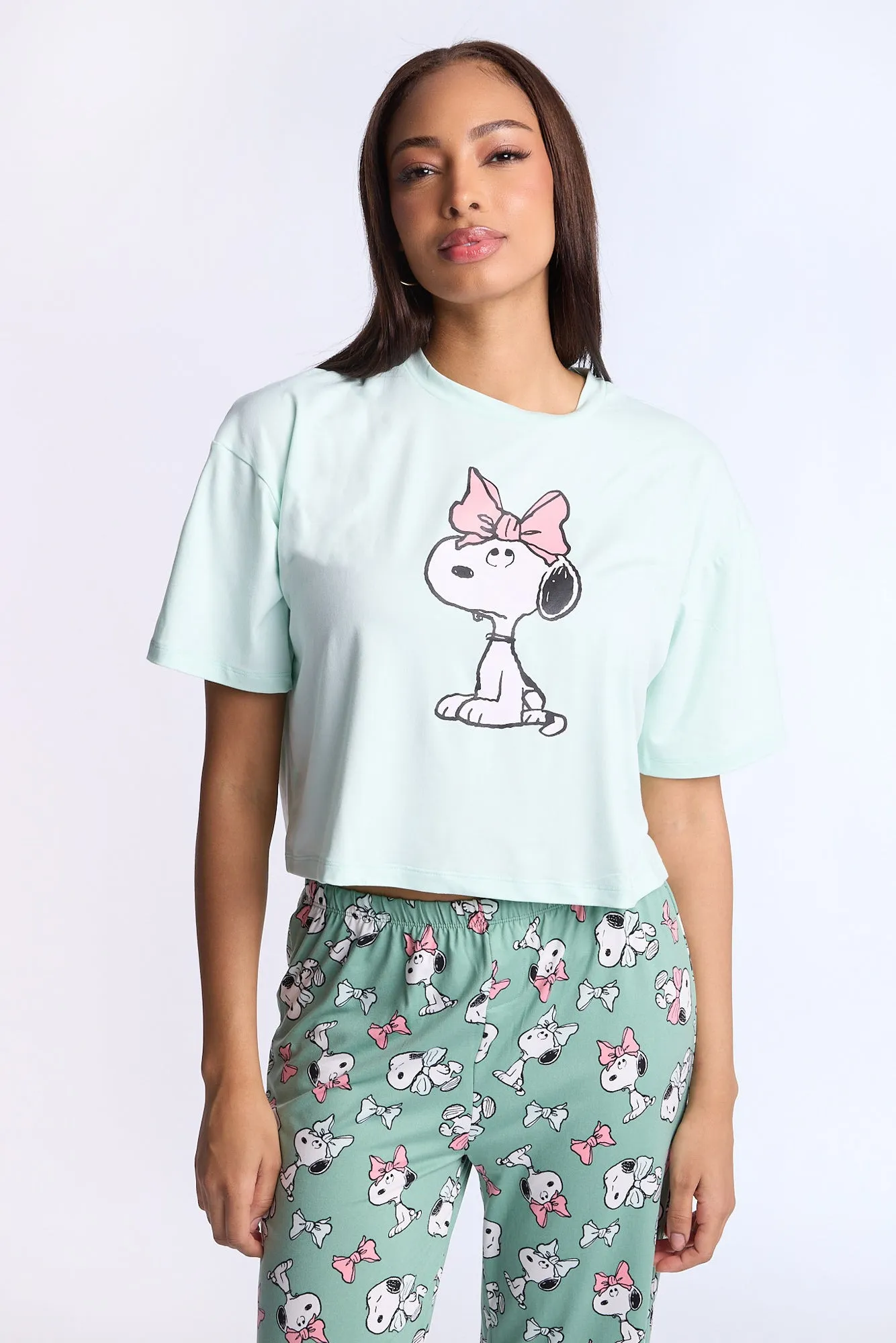 Peanuts Bow Super Soft Pajama Tee And Pants 2-Piece Set sold by Bluenotes product image thumbnail 2