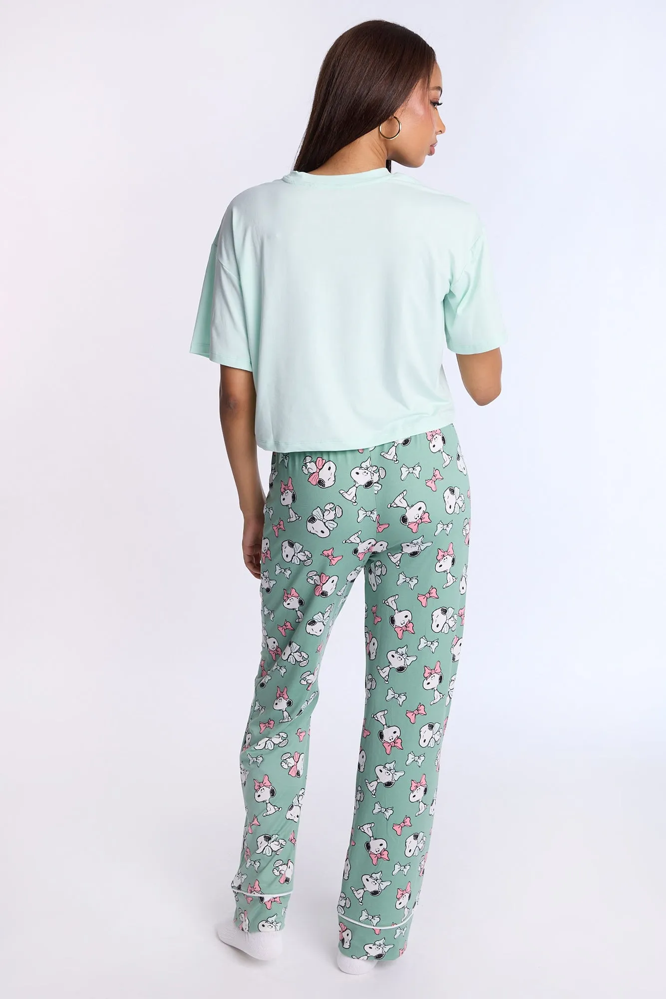 Peanuts Bow Super Soft Pajama Tee And Pants 2-Piece Set sold by Bluenotes product image thumbnail 3