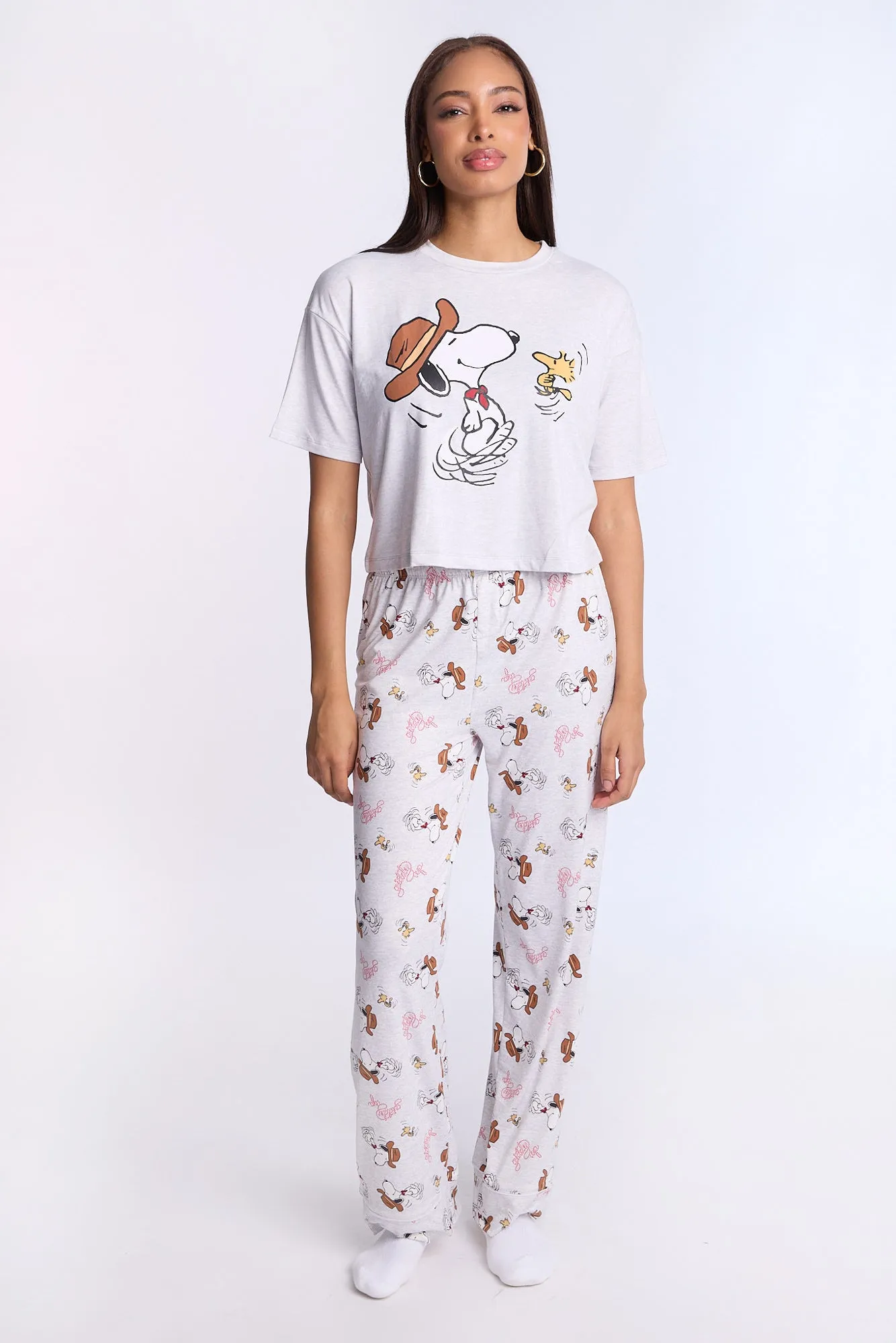 Peanuts Western Super Soft Pajama Tee And Pants 2-Piece Set sold by Bluenotes