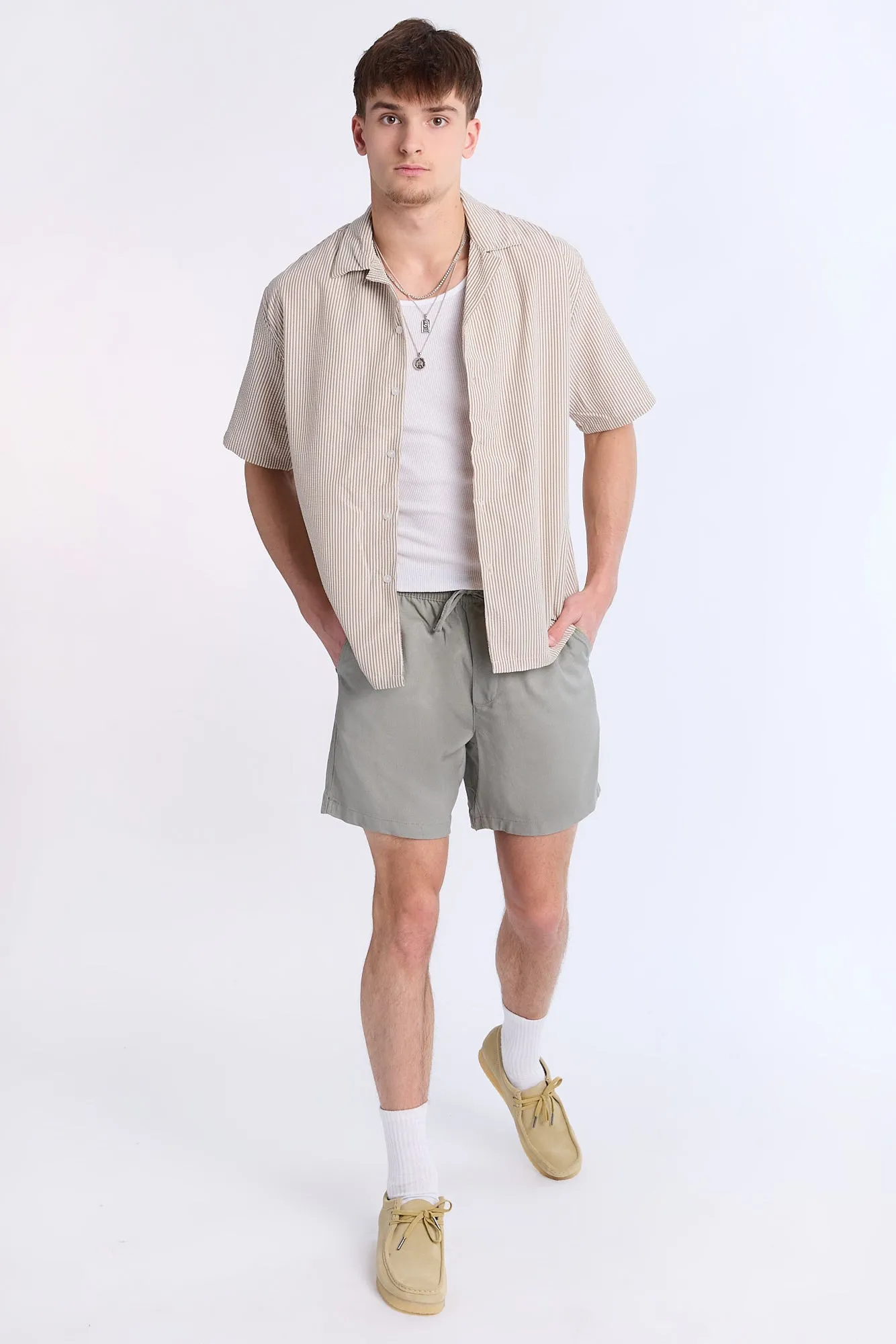 Linen-Blend Striped Seersucker Short Sleeve Shirt sold by Bluenotes product image thumbnail 5