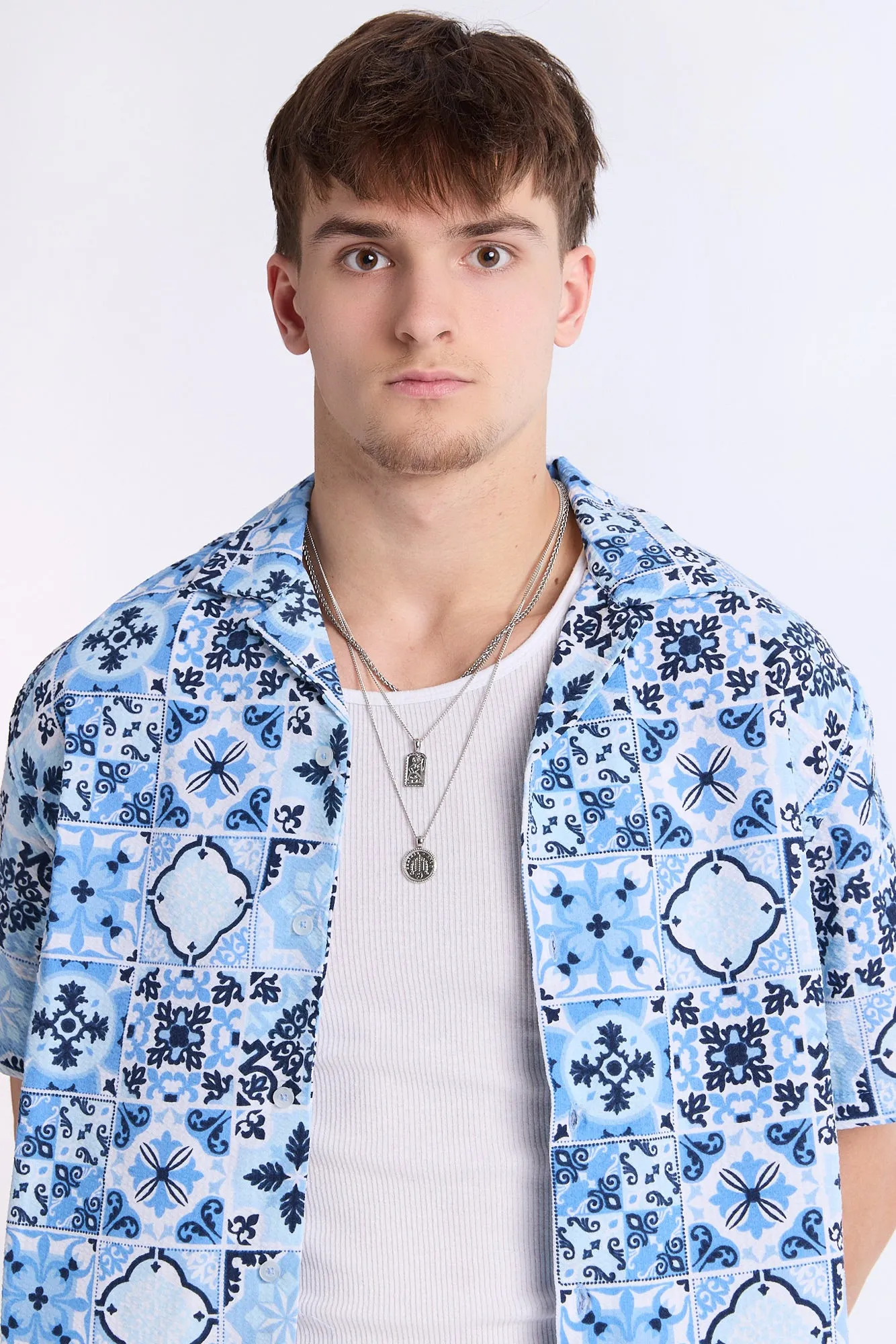 Mosaic Seersucker Short Sleeve Shirt sold by Bluenotes product image thumbnail 3