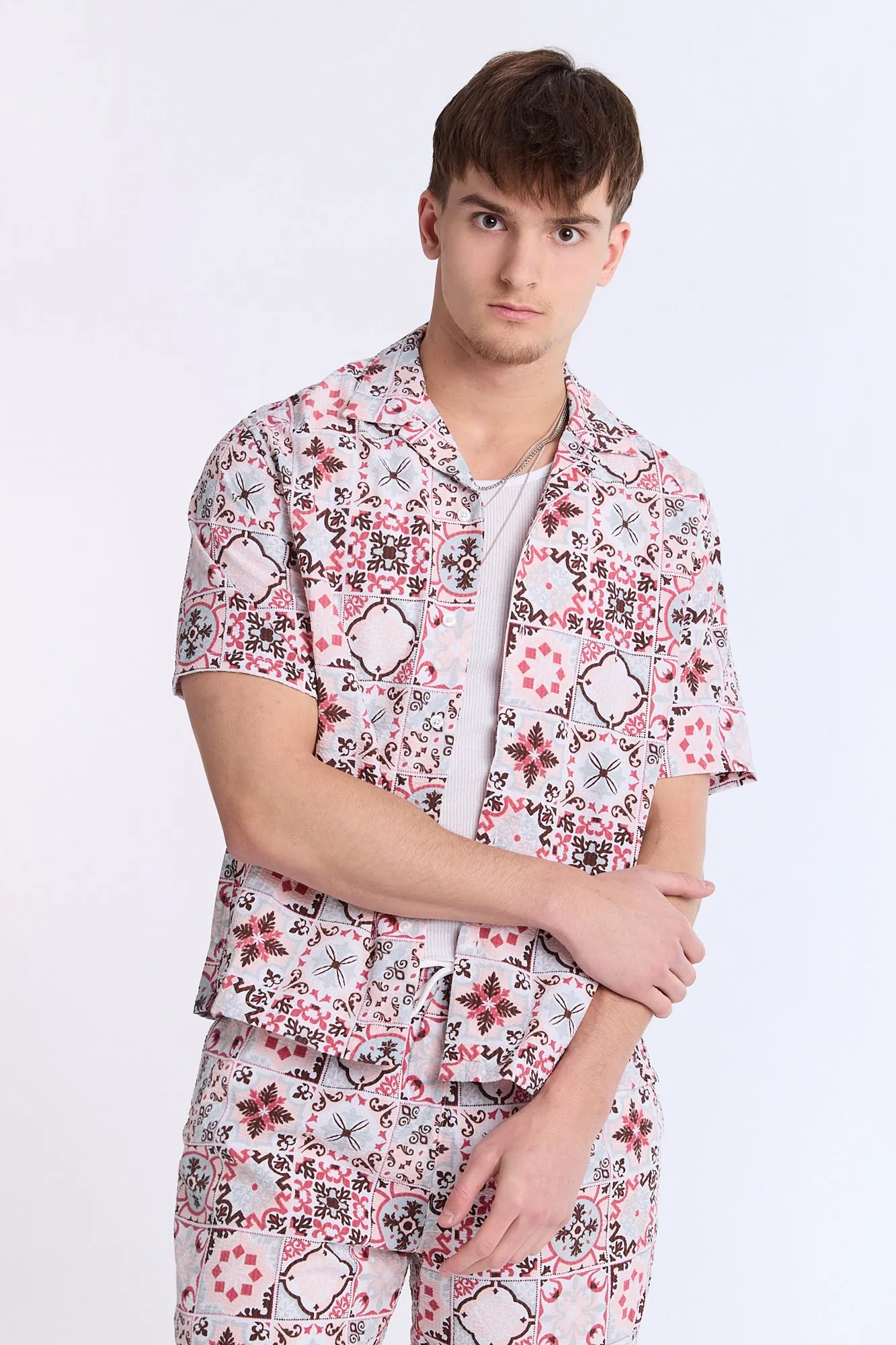 Mosaic Seersucker Short Sleeve Shirt sold by Bluenotes