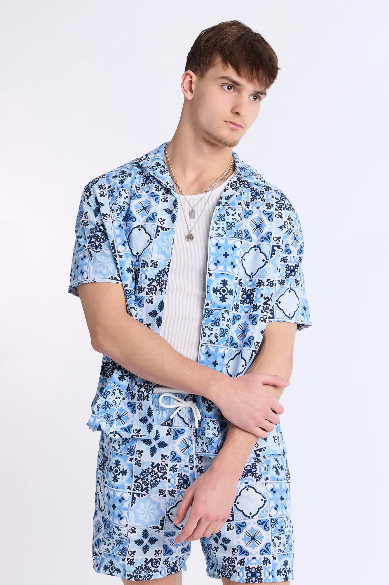 Mosaic Seersucker Short Sleeve Shirt sold by Bluenotes product image thumbnail 2