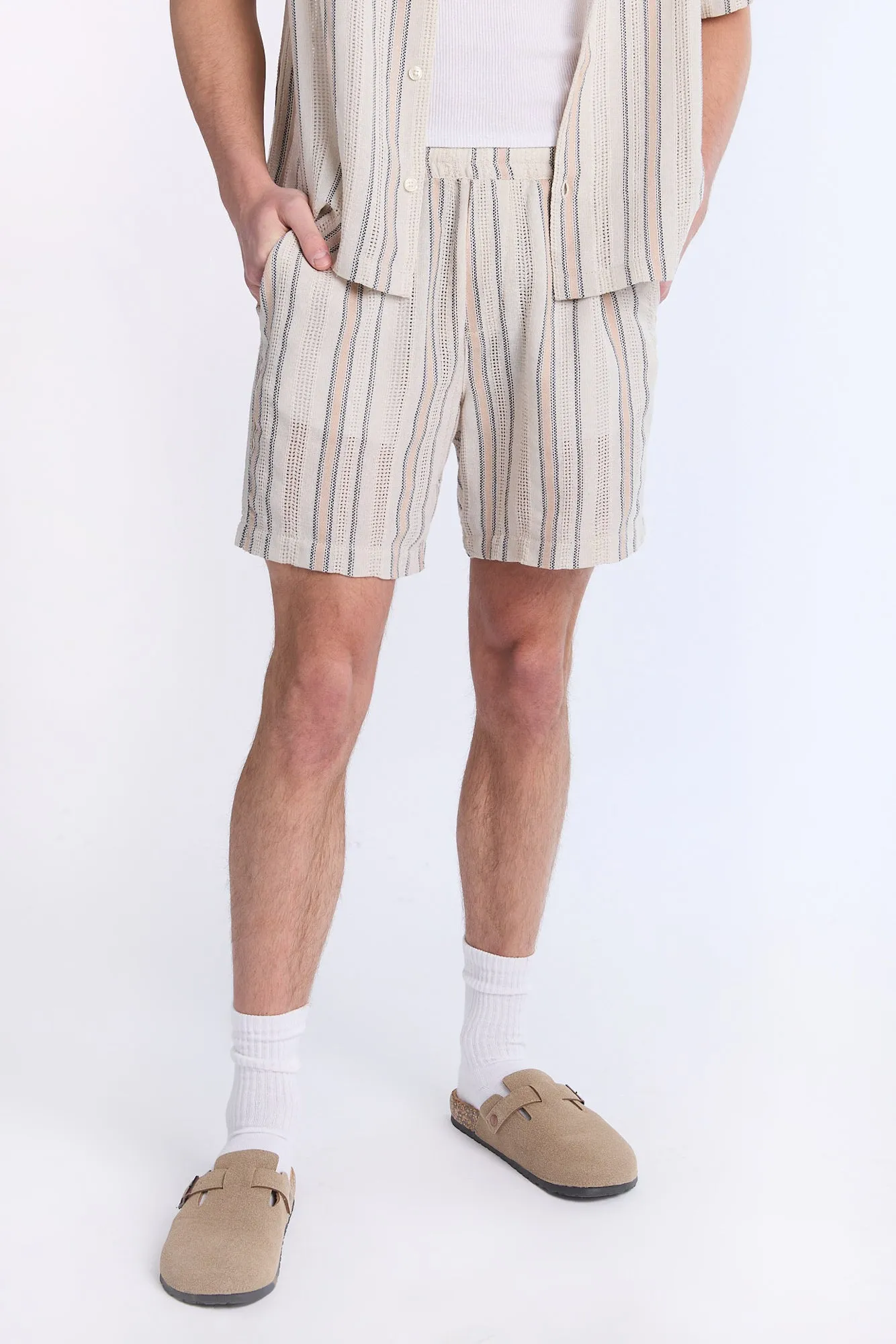 Textured Striped Shorts sold by Bluenotes