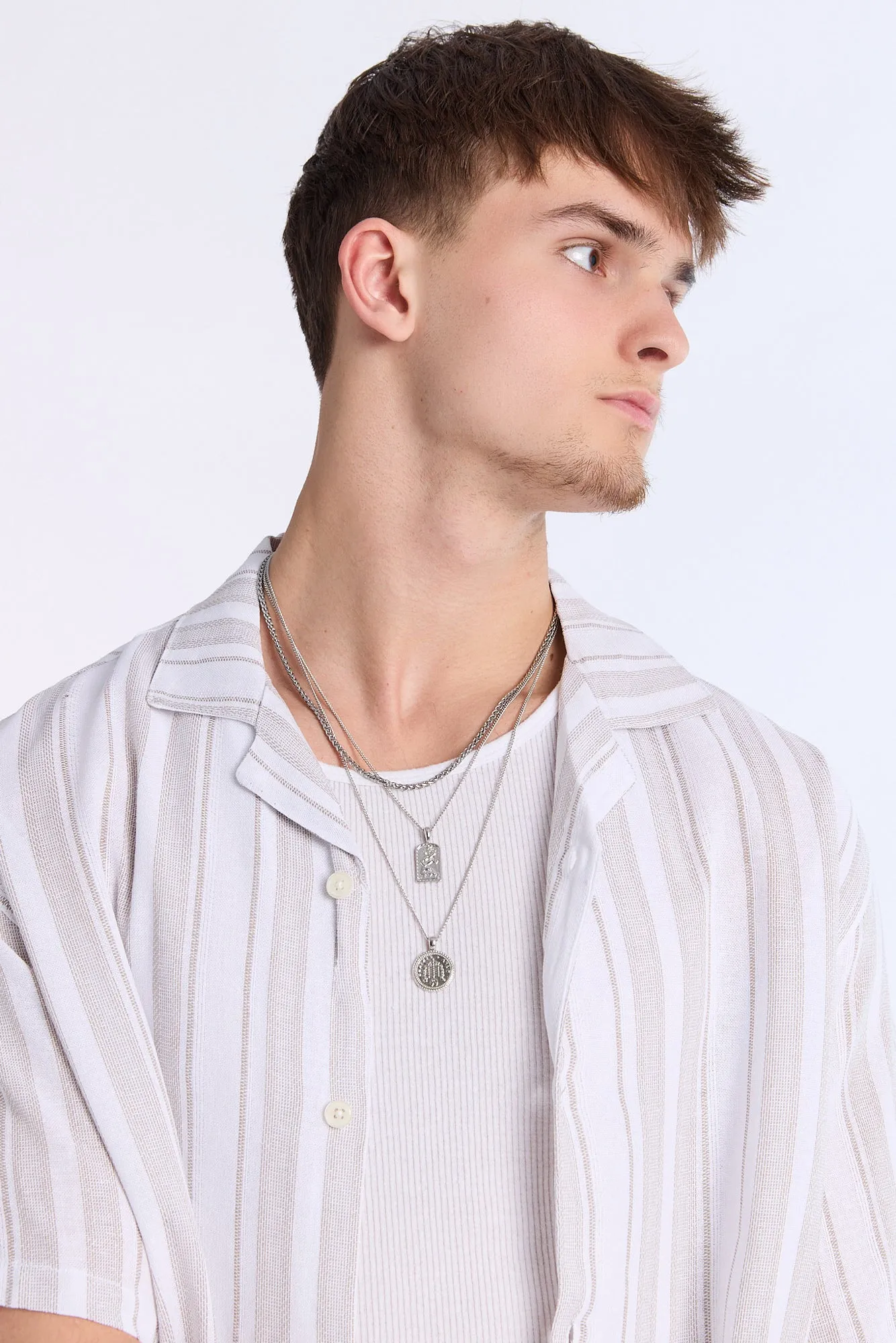 Linen-Blend Textured Striped Short Sleeve Shirt sold by Bluenotes product image thumbnail 2