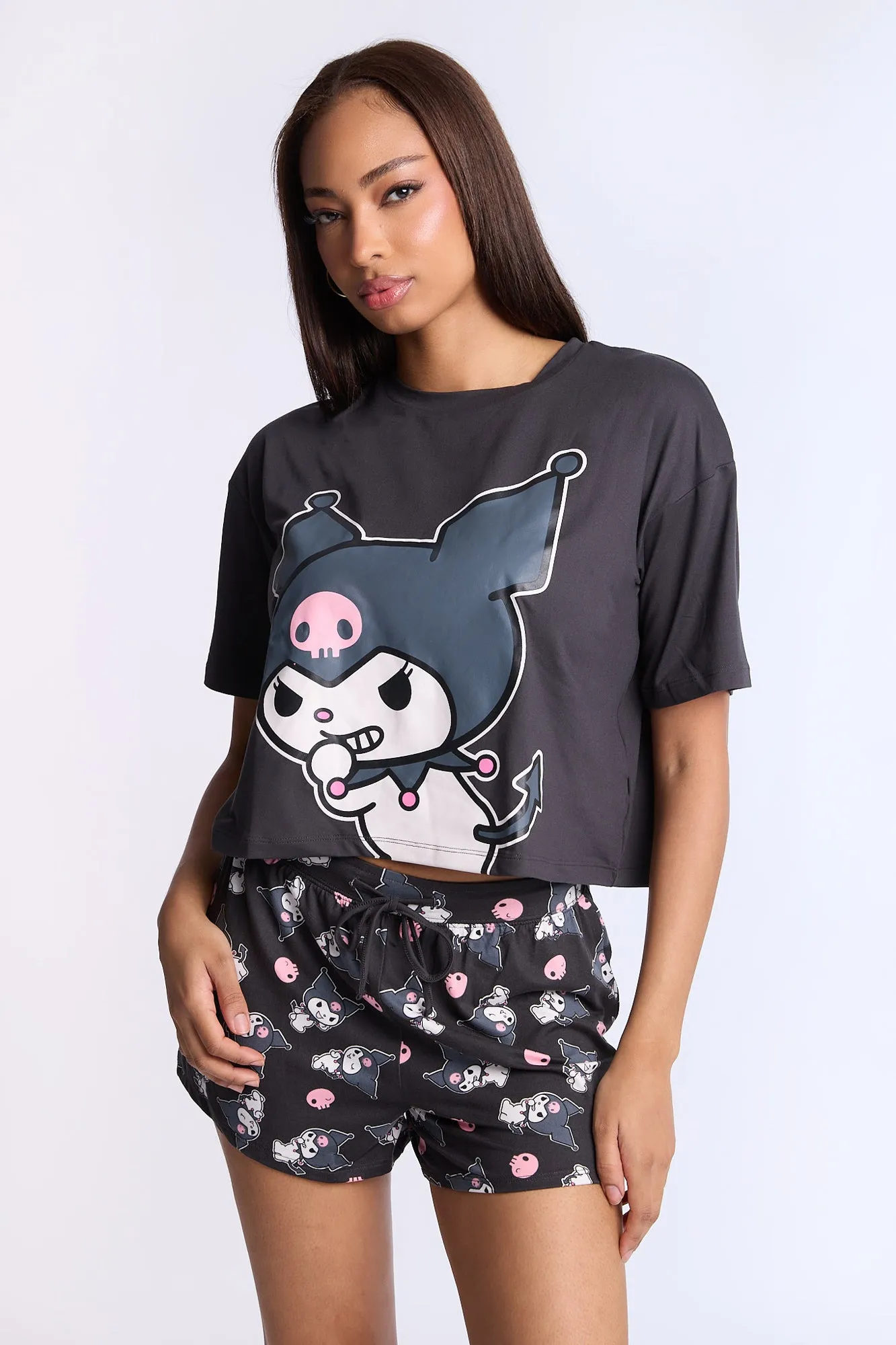 Kuromi Super Soft Pajama Tee And Shorts 2-Piece Set sold by Bluenotes