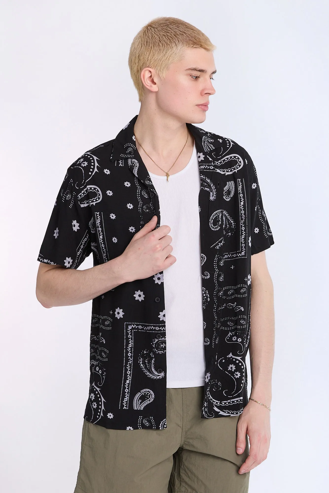 Distressed Bandana Short Sleeve Resort Shirt sold by Bluenotes