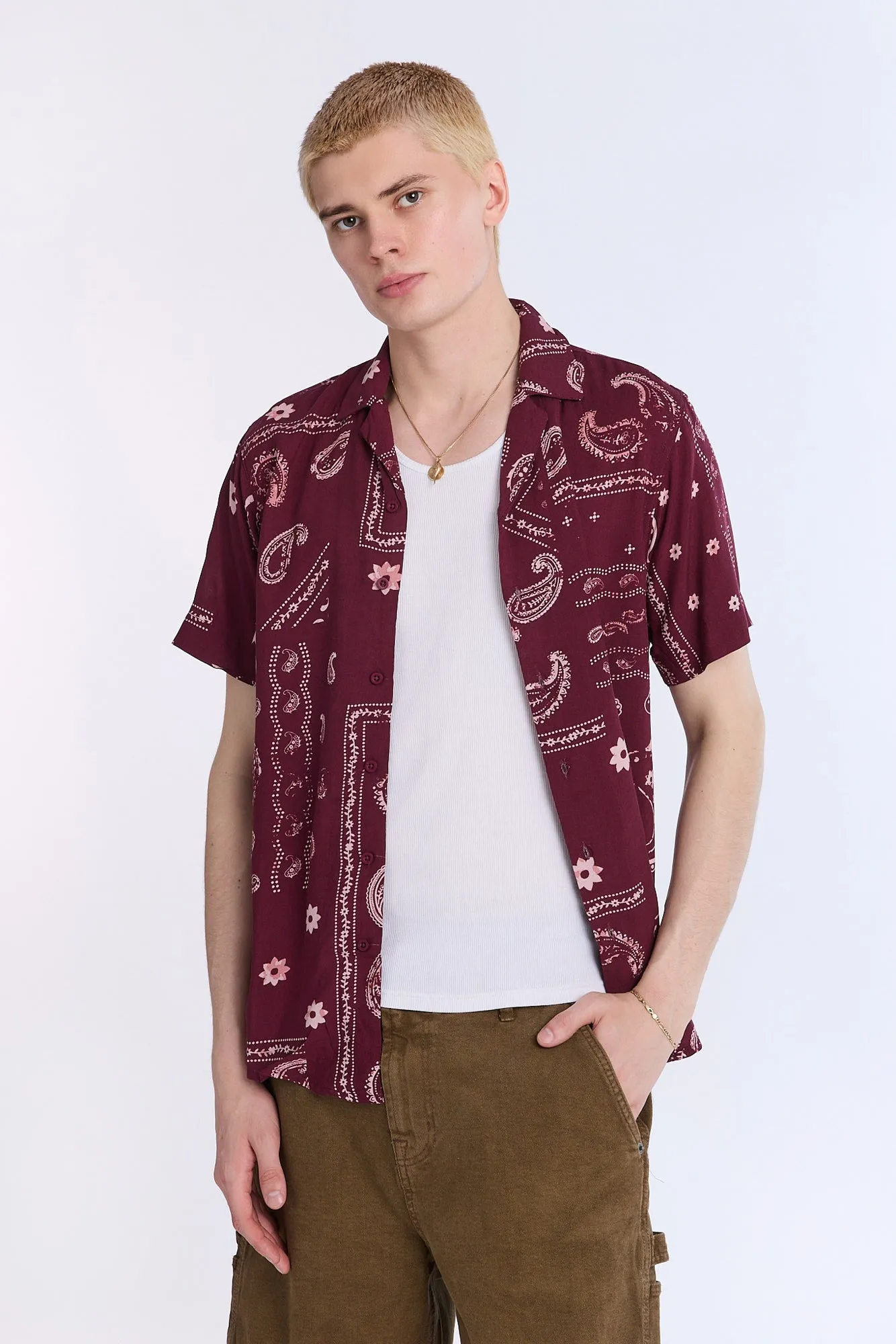 Distressed Bandana Short Sleeve Resort Shirt sold by Bluenotes product image thumbnail 5