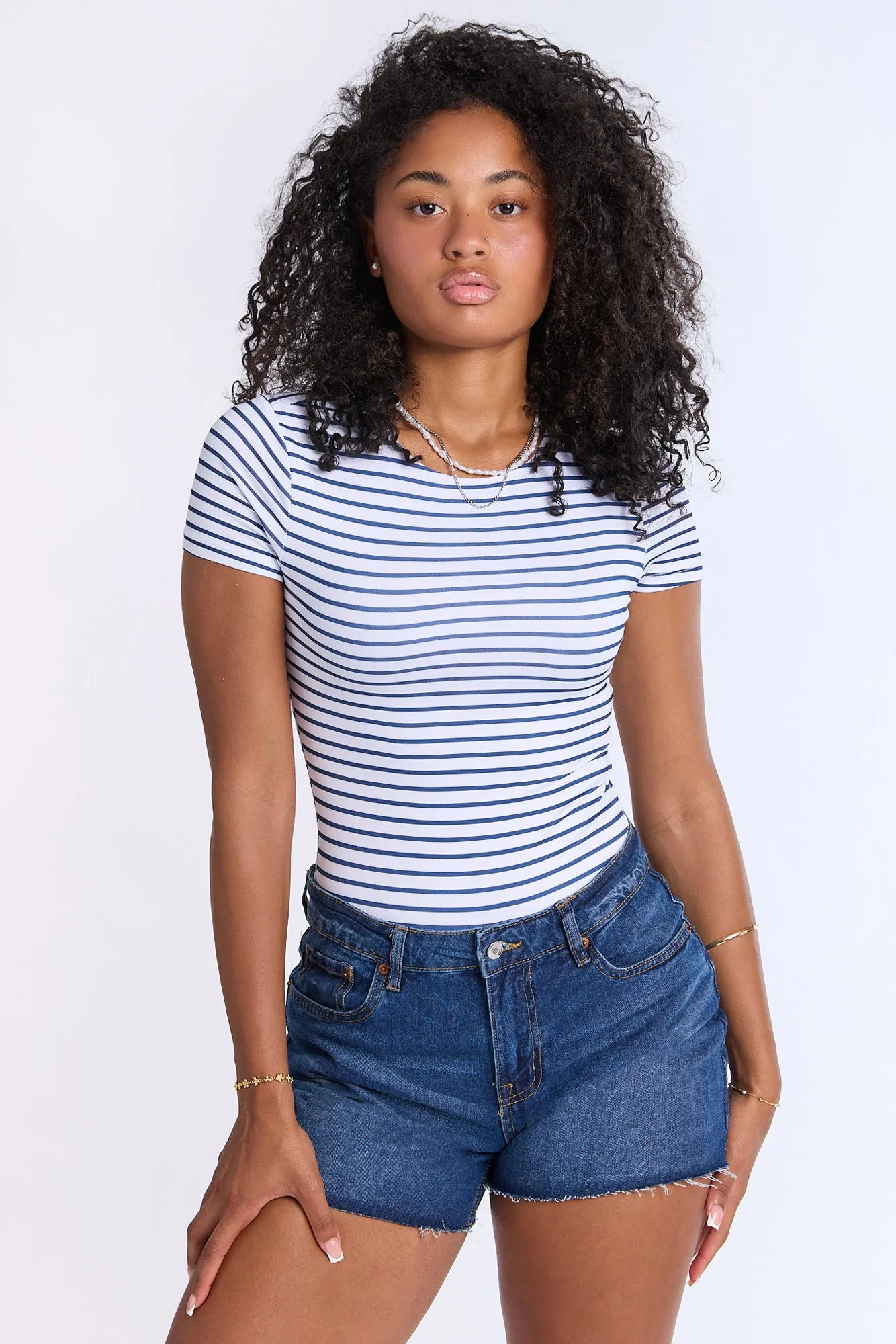 AERO Short Sleeve Crew Neck Bodysuit sold by Bluenotes