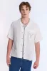Linen-Blend Western Embroidered Short Sleeve Shirt sold by Bluenotes