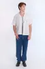 Linen-Blend Western Embroidered Short Sleeve Shirt sold by Bluenotes