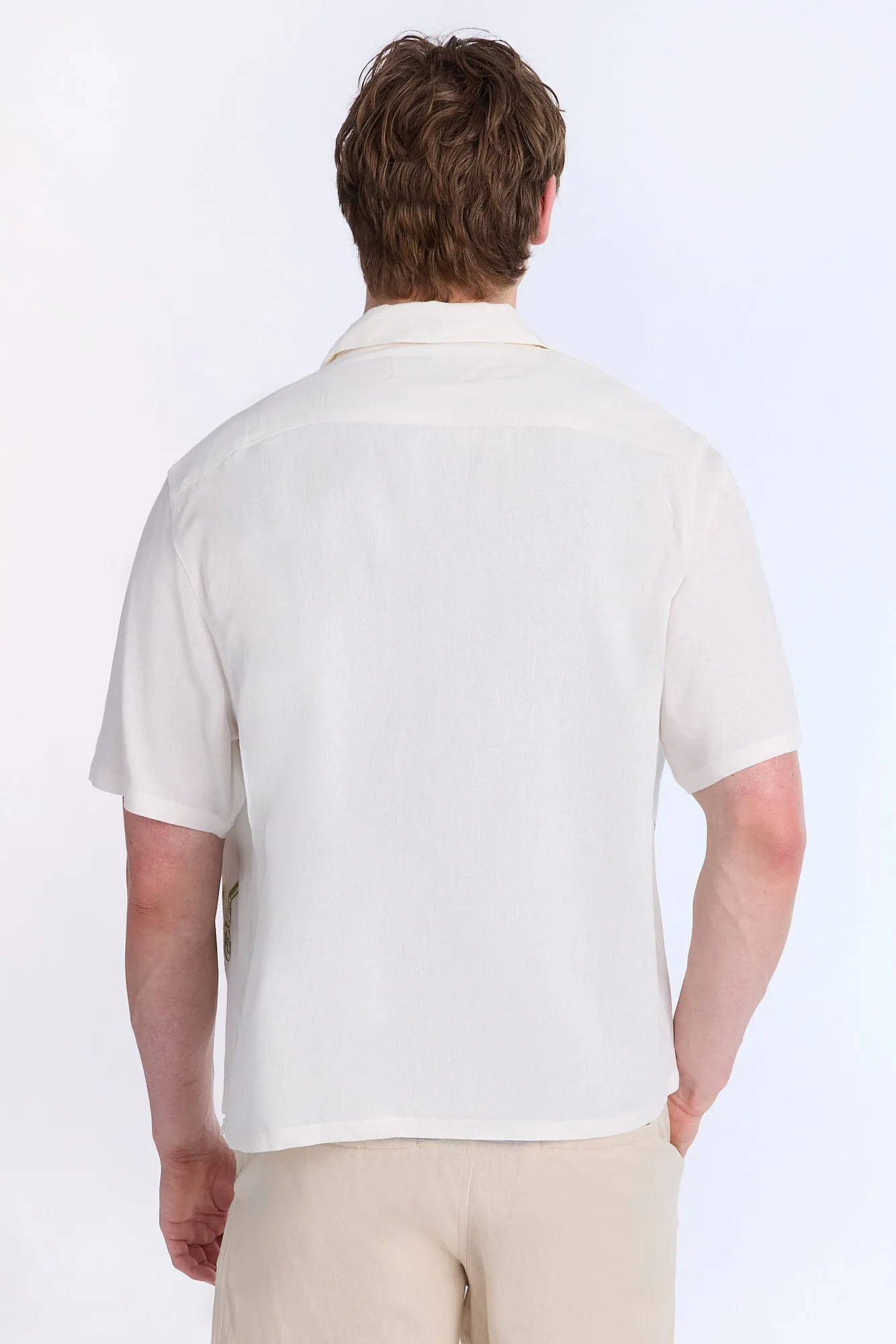 Linen-Blend Western Embroidered Short Sleeve Shirt sold by Bluenotes product image thumbnail 3