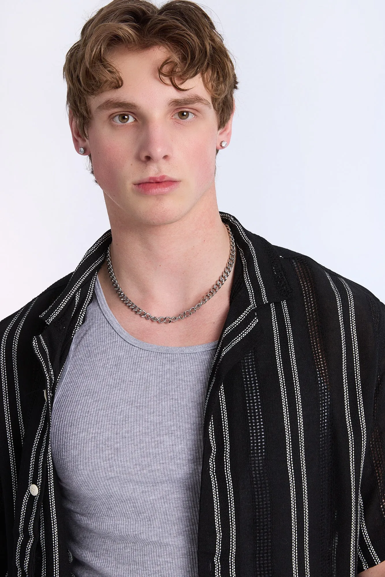 Linen-Blend Textured Striped Short Sleeve Shirt sold by Bluenotes product image thumbnail 3