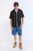 Linen-Blend Textured Striped Short Sleeve Shirt sold by Bluenotes