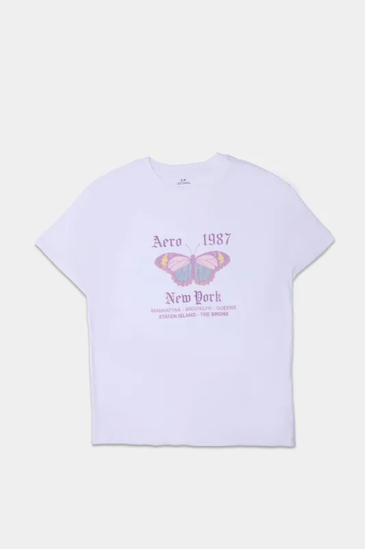 AERO New York 1987 Butterfly Graphic Boyfriend Tee sold by Bluenotes
