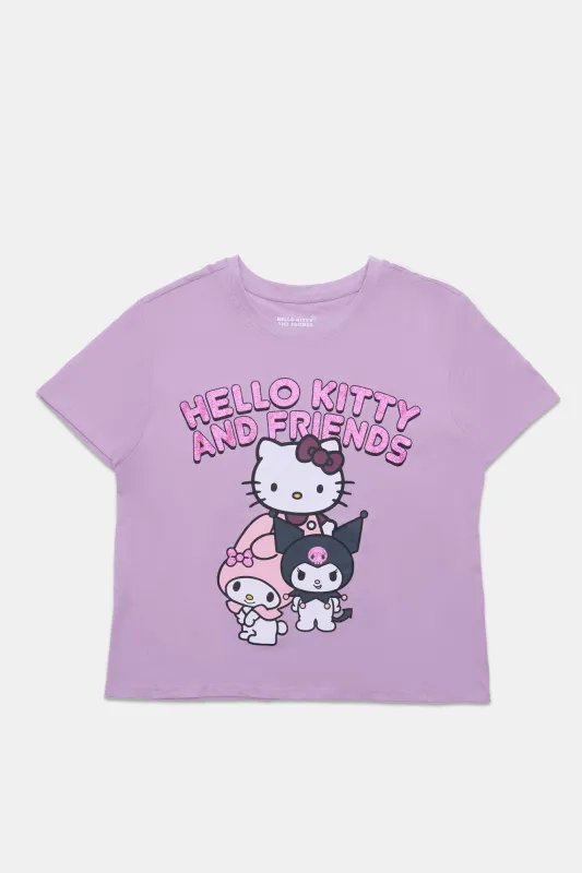 Hello Kitty And Friends Glitter Graphic Boxy Cropped Tee sold by Bluenotes