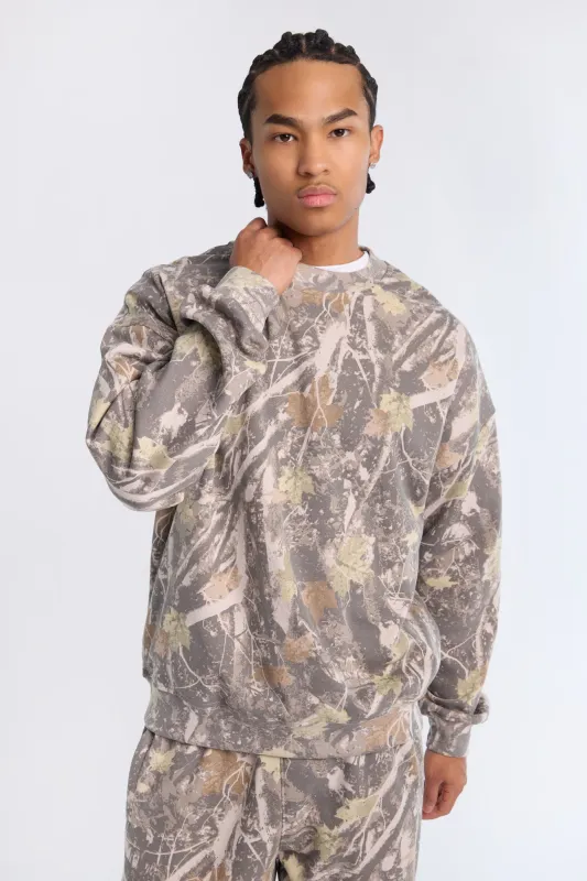 AERO Tree Camouflage Crew Neck Oversized Sweatshirt sold by Bluenotes