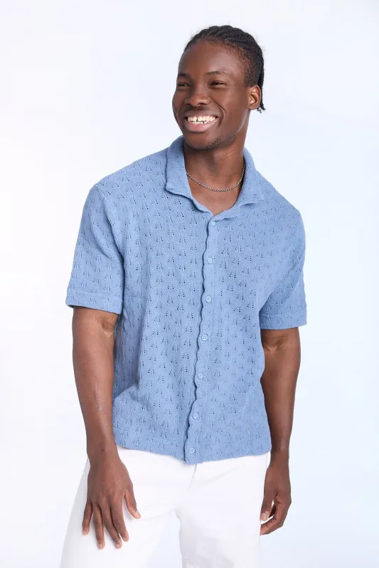 Ribbed Textured Sweater Knit Short Sleeve Shirt made by Aeropostale