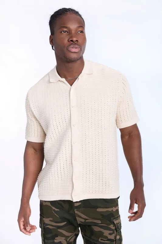 Textured Sweater Knit Short Sleeve Shirt sold by Bluenotes