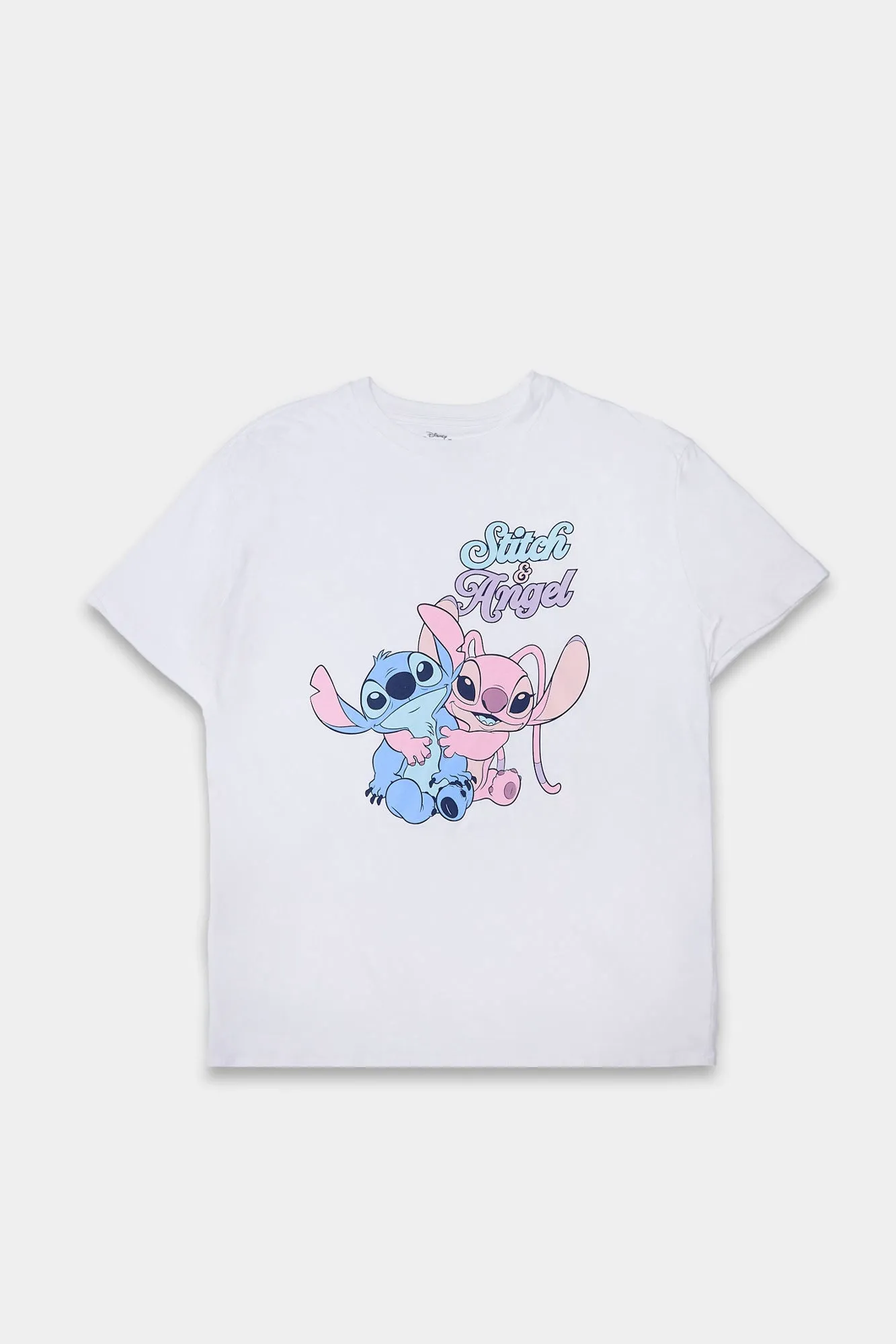 Stitch And Angel Hug Graphic Boyfriend Tee sold by Bluenotes
