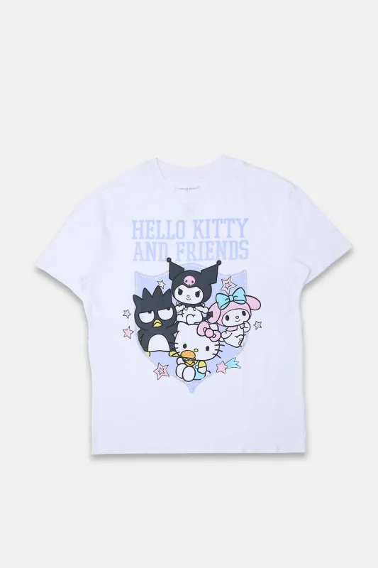 Hello Kitty And Friends Crest Graphic Boyfriend Tee sold by Bluenotes