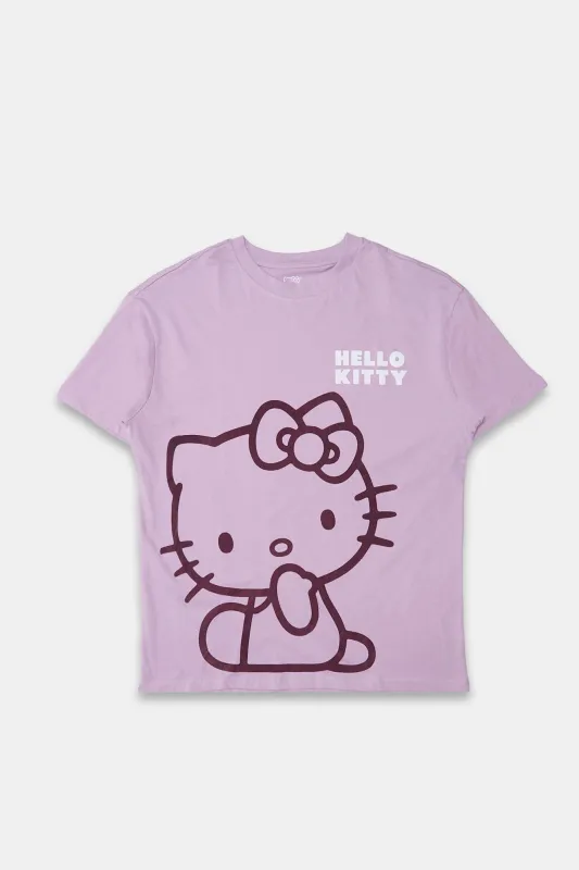 Hello Kitty Flocked Graphic Boyfriend Tee sold by Bluenotes