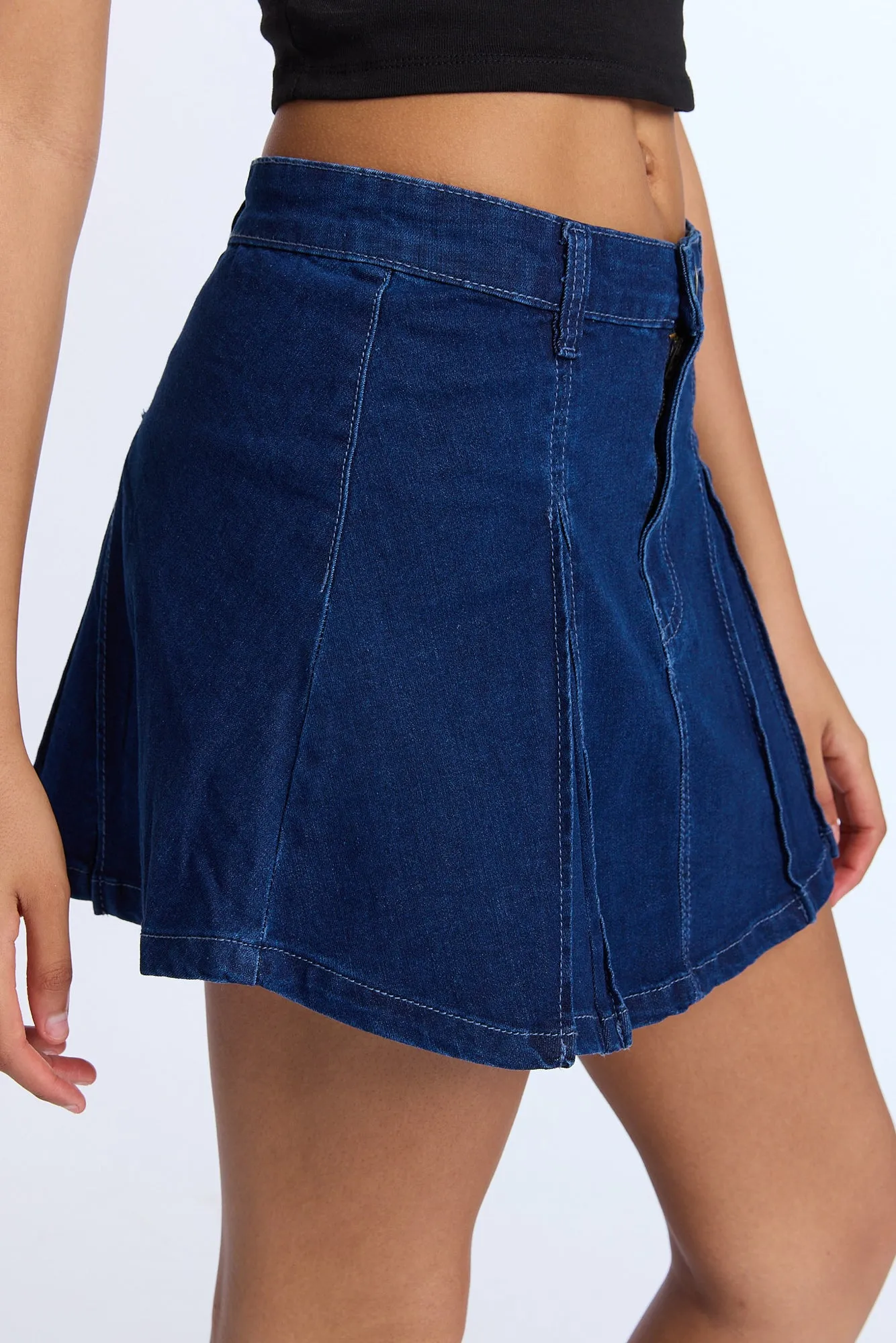 High Rise Pleated Denim Skirt sold by Bluenotes product image thumbnail 3
