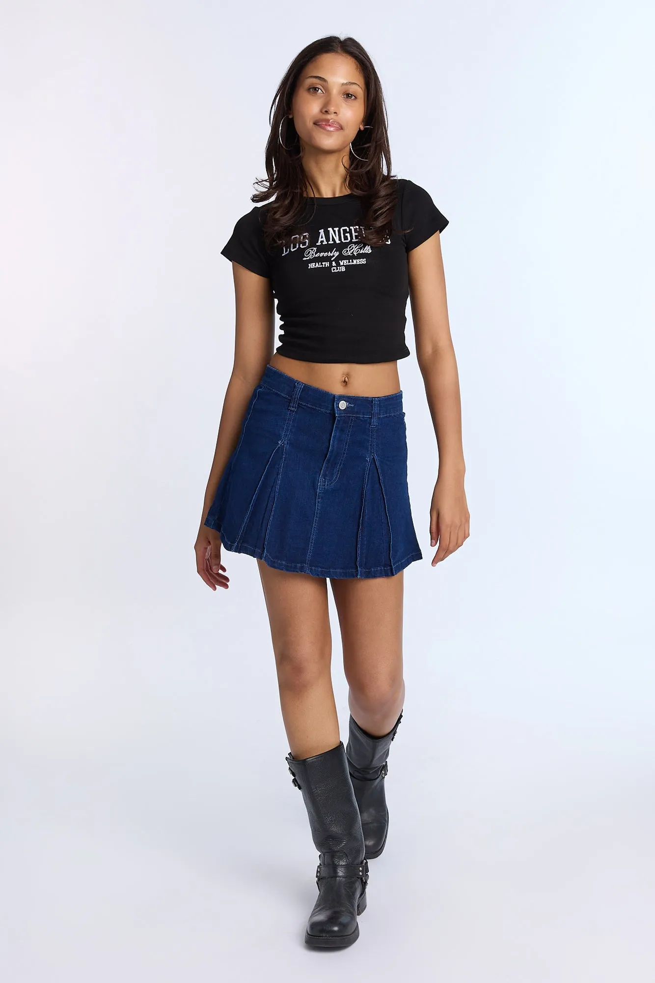 High Rise Pleated Denim Skirt sold by Bluenotes product image thumbnail 5