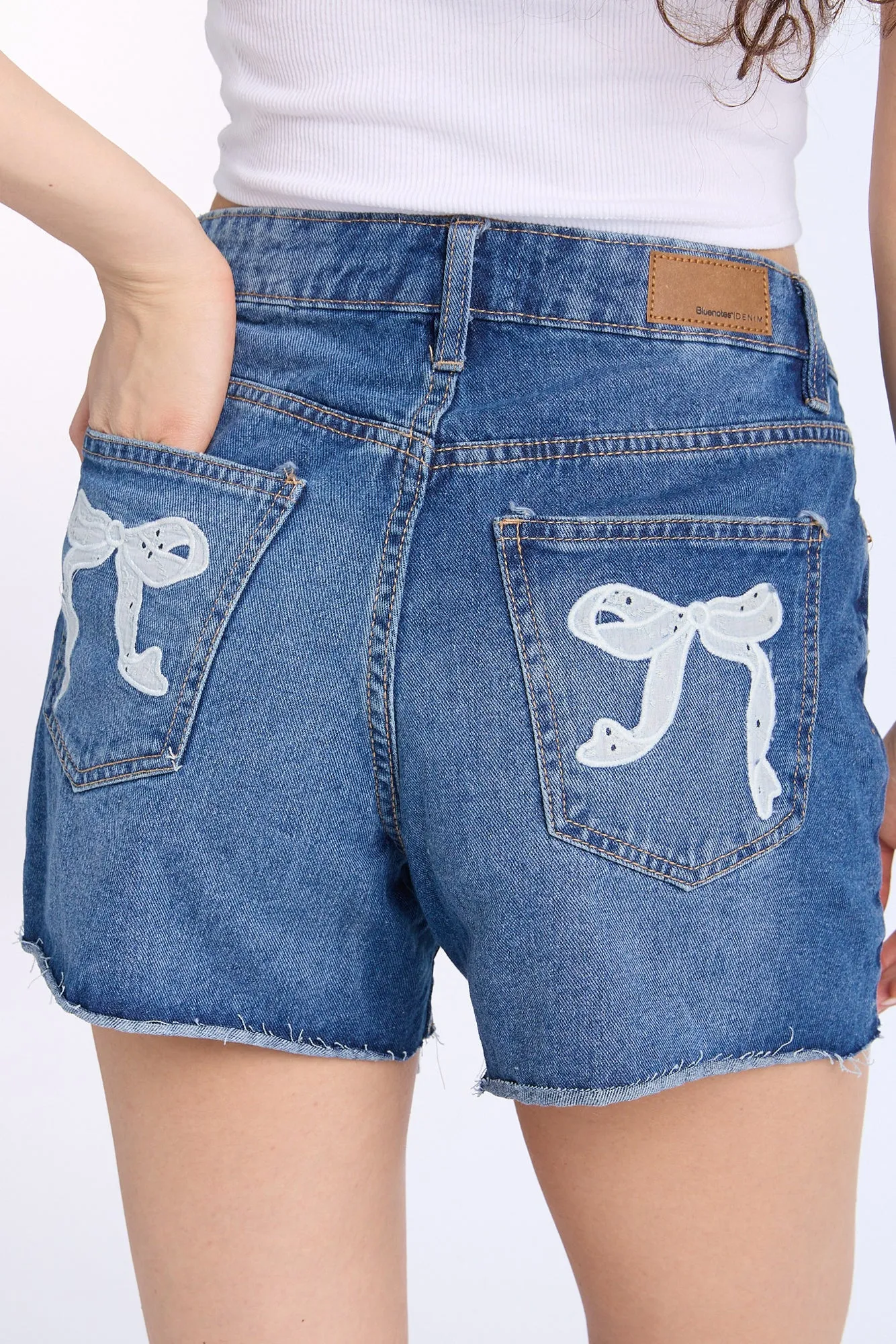 Low Rise Bow Embroidered Baggy Shorts sold by Bluenotes