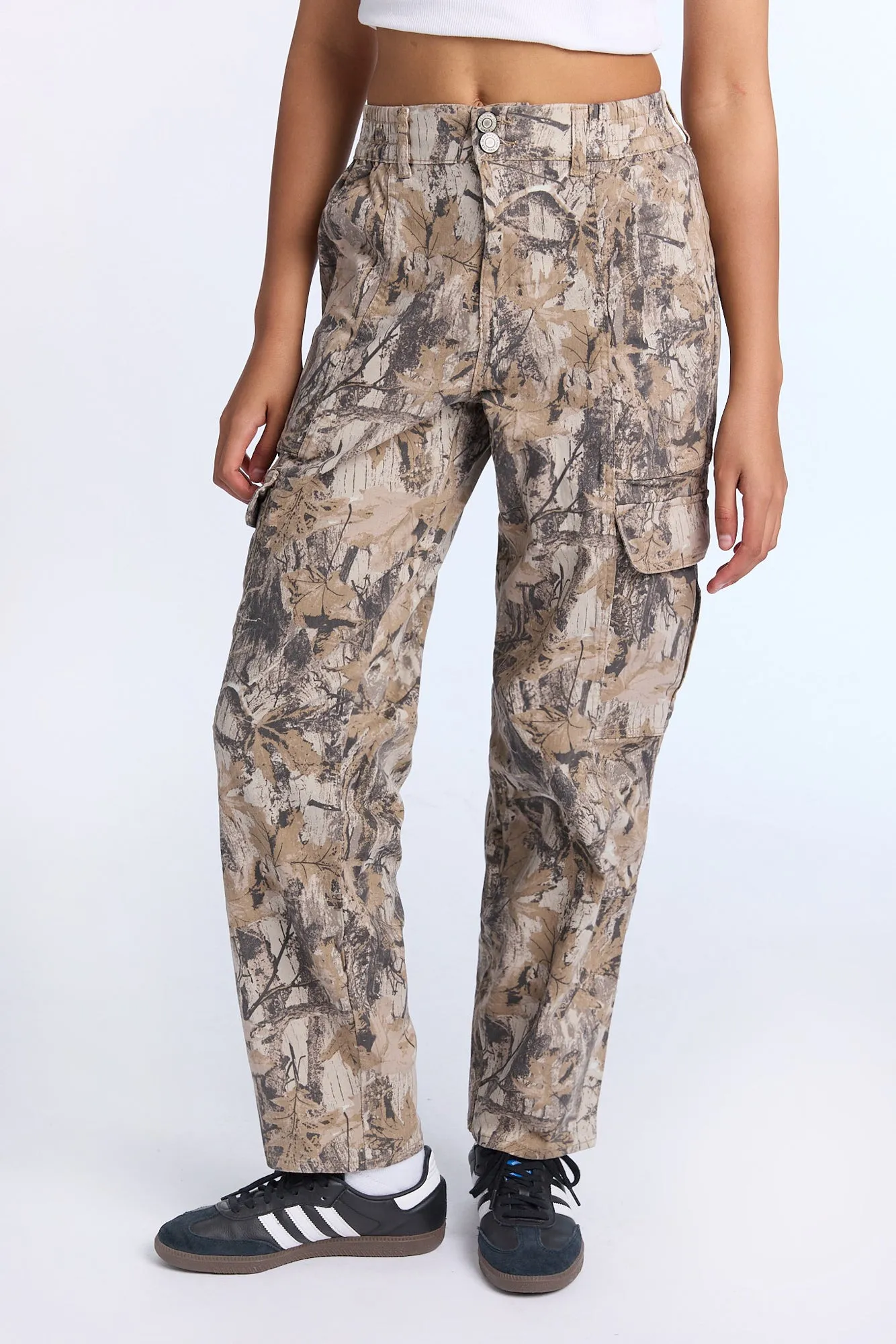 High Rise Twill Cargo Straight Leg Pants sold by Bluenotes