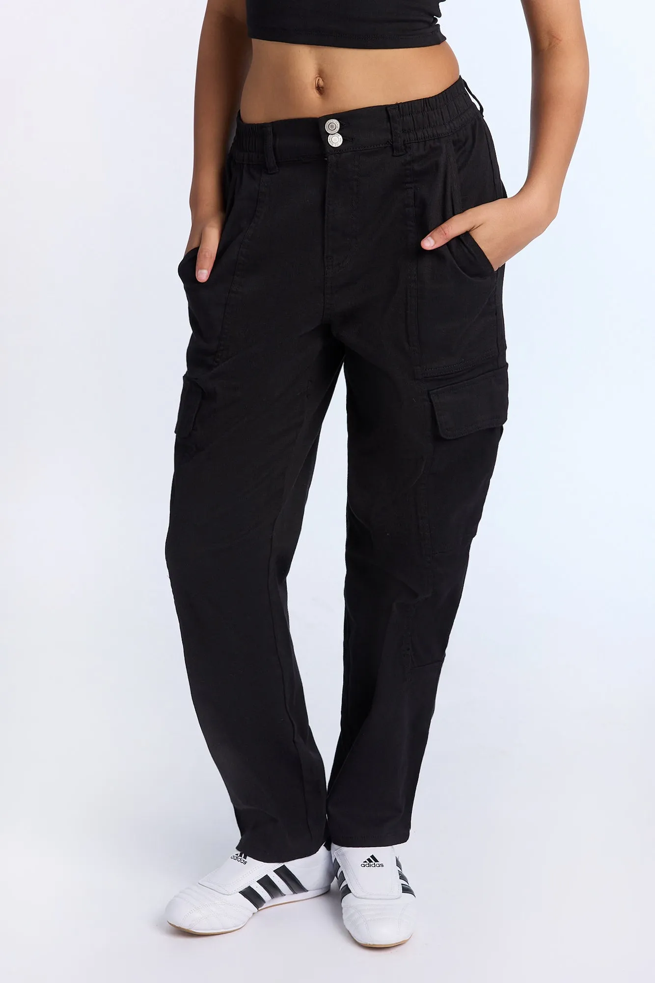 High Rise Twill Cargo Straight Leg Pants sold by Bluenotes product image thumbnail 2