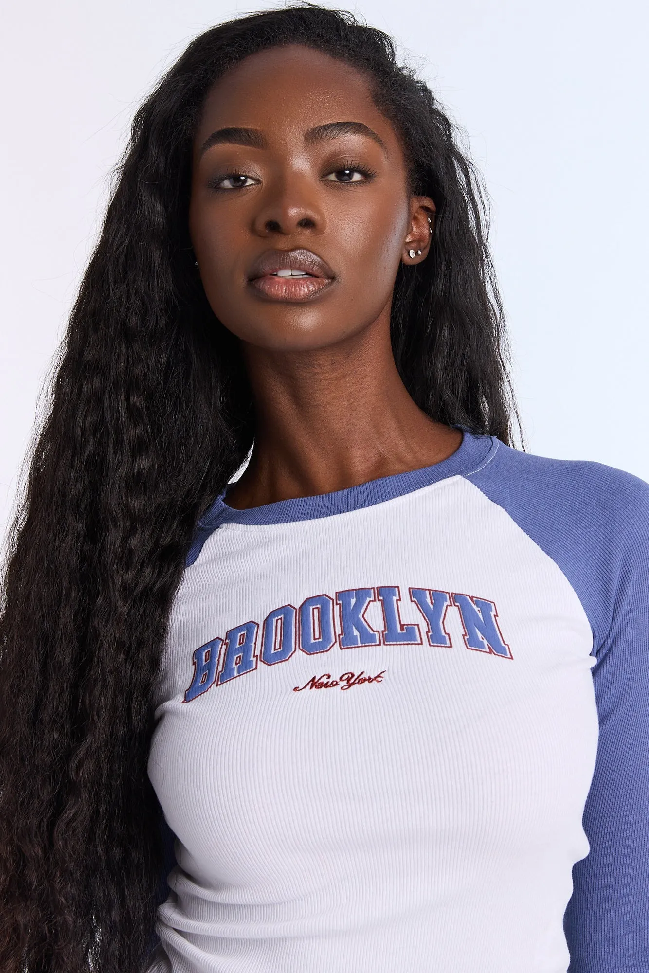 Brooklyn Puff Print Graphic Raglan Long Sleeve Tee sold by Bluenotes product image thumbnail 2