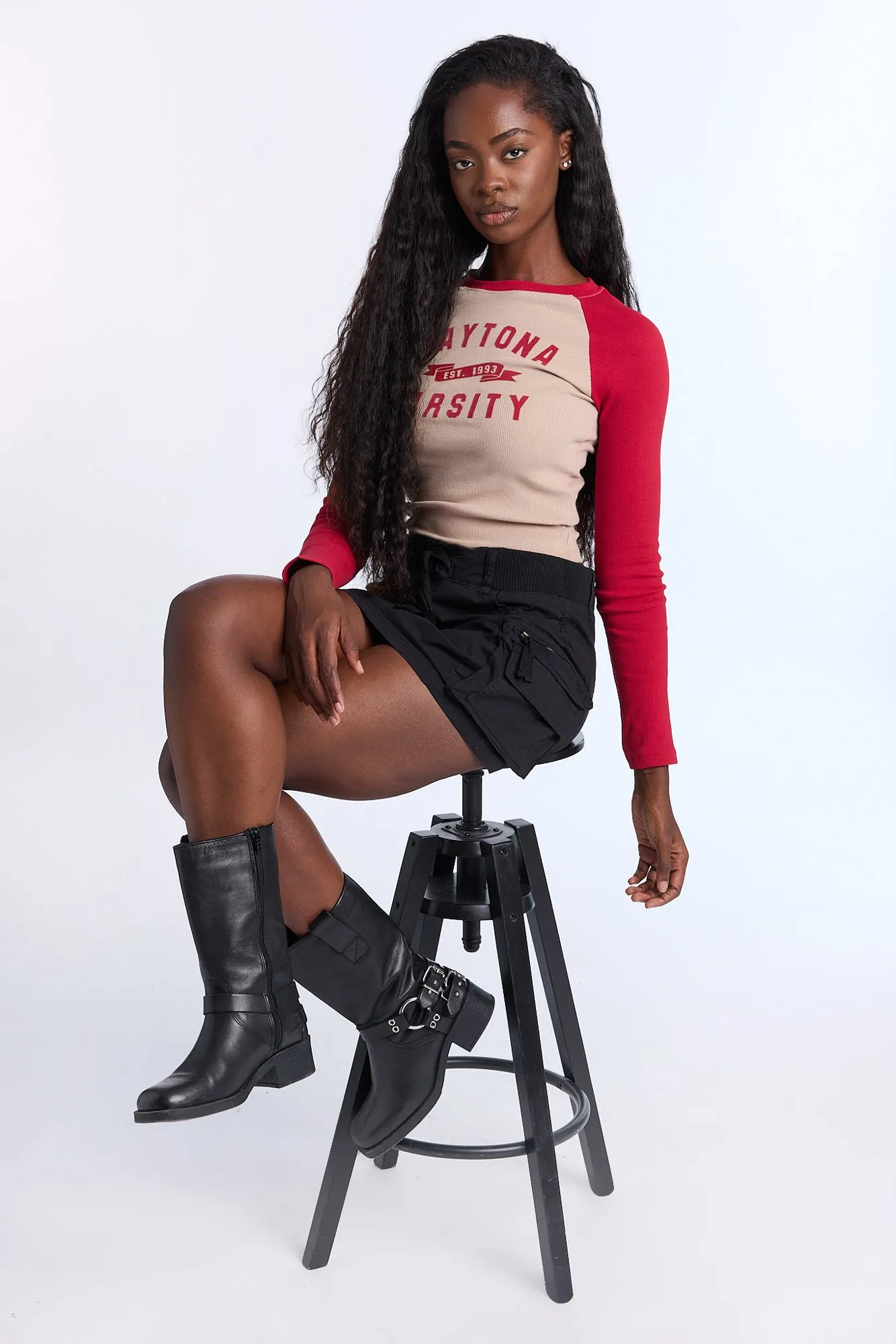 Daytona Flocked Graphic Raglan Long Sleeve Tee sold by Bluenotes product image thumbnail 5