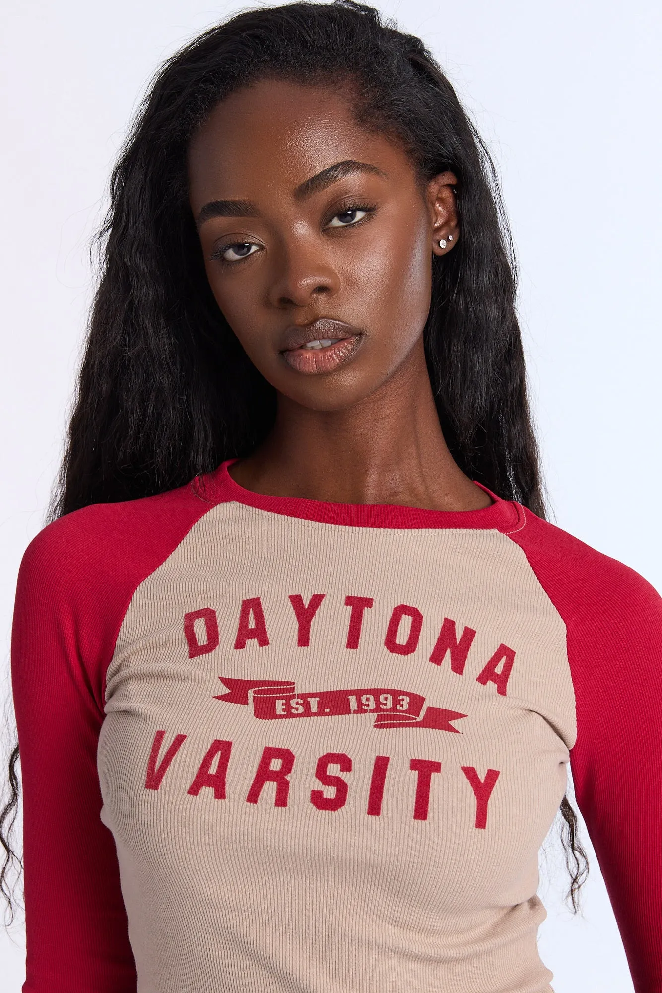 Daytona Flocked Graphic Raglan Long Sleeve Tee sold by Bluenotes product image thumbnail 2