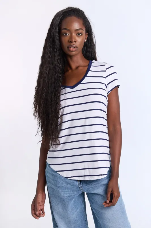 Short Sleeve V-Neck Relaxed Tee sold by Bluenotes