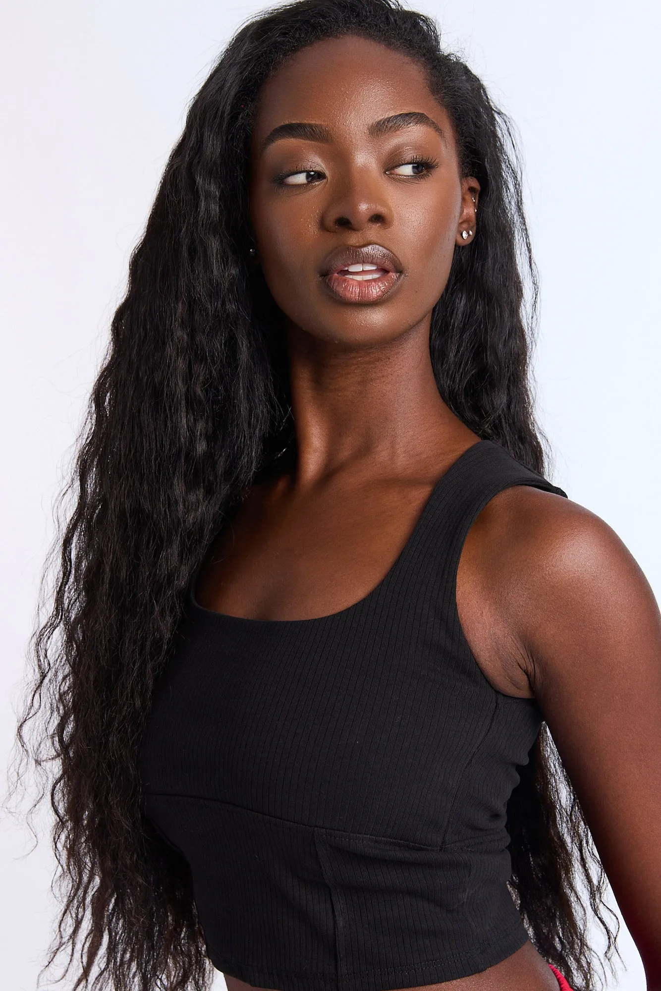 Ribbed Knit Square Neck Corset Tank Top sold by Bluenotes product image thumbnail 3