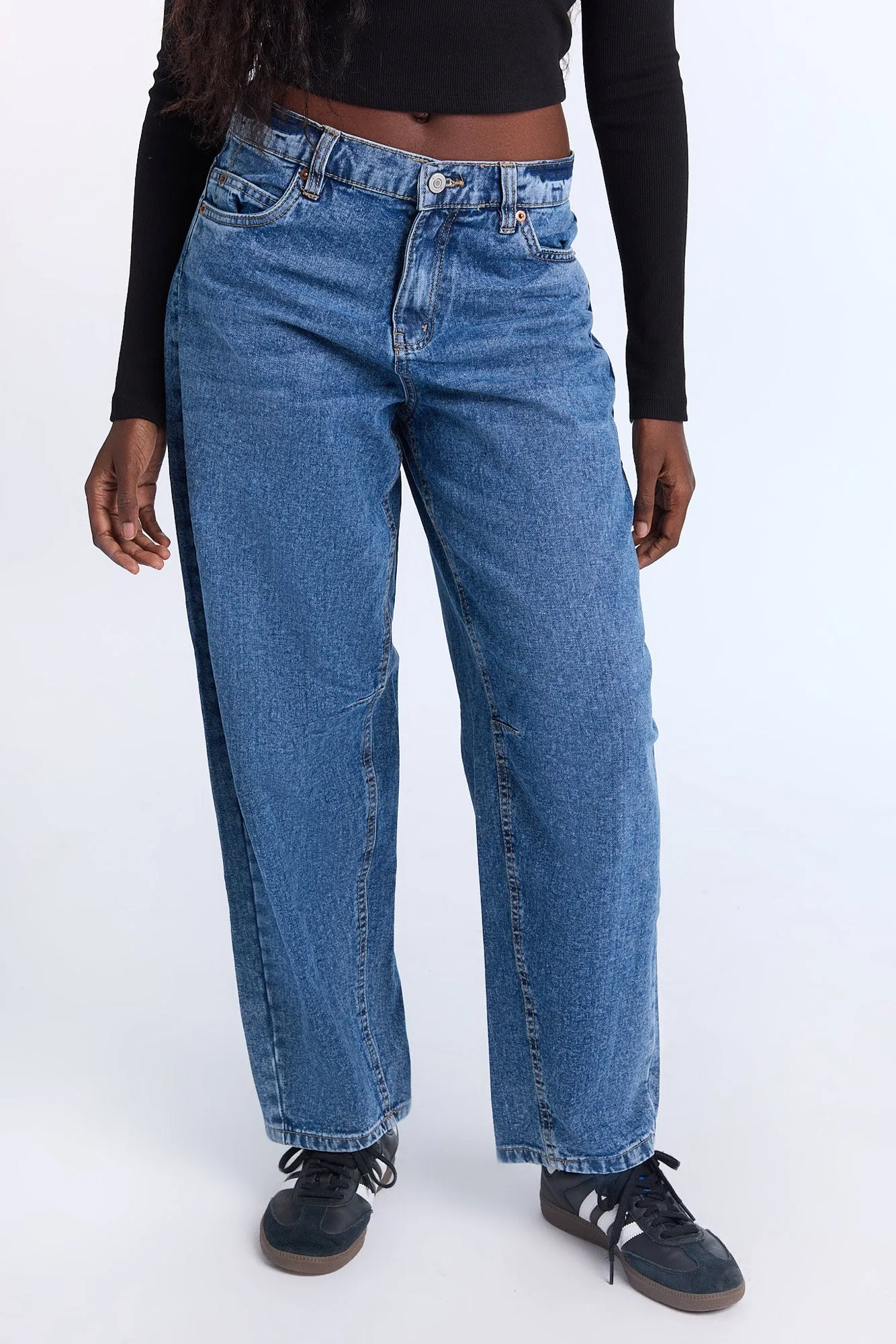 AERO Mid Rise Barrel Jeans sold by Bluenotes