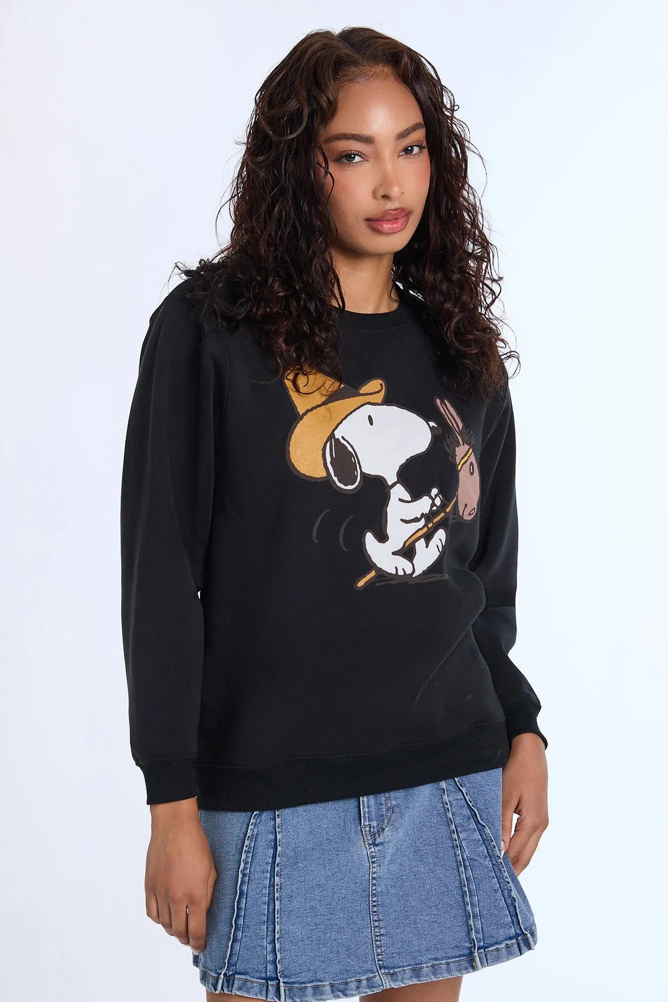 Peanuts Snoopy Cowboy Graphic Crew Neck Sweatshirt sold by Bluenotes