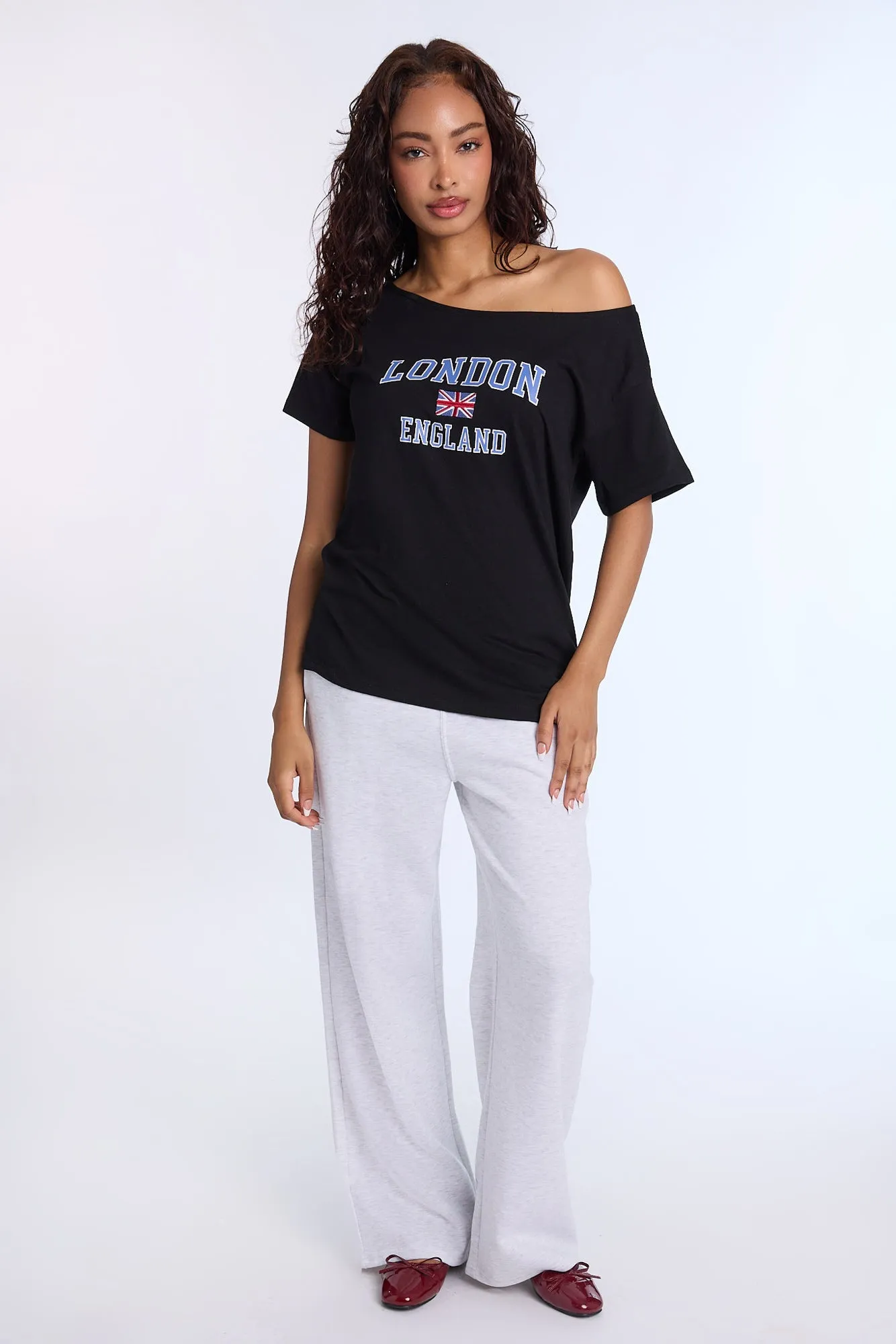 London Graphic Off-Shoulder Tee sold by Bluenotes product image thumbnail 4
