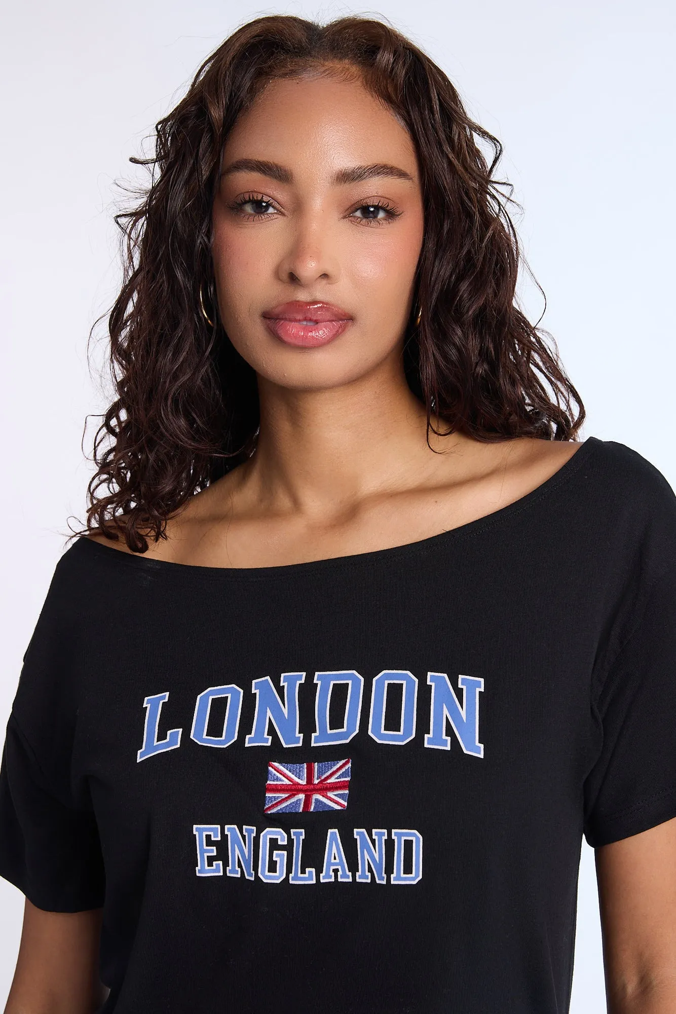 London Graphic Off-Shoulder Tee sold by Bluenotes product image thumbnail 2