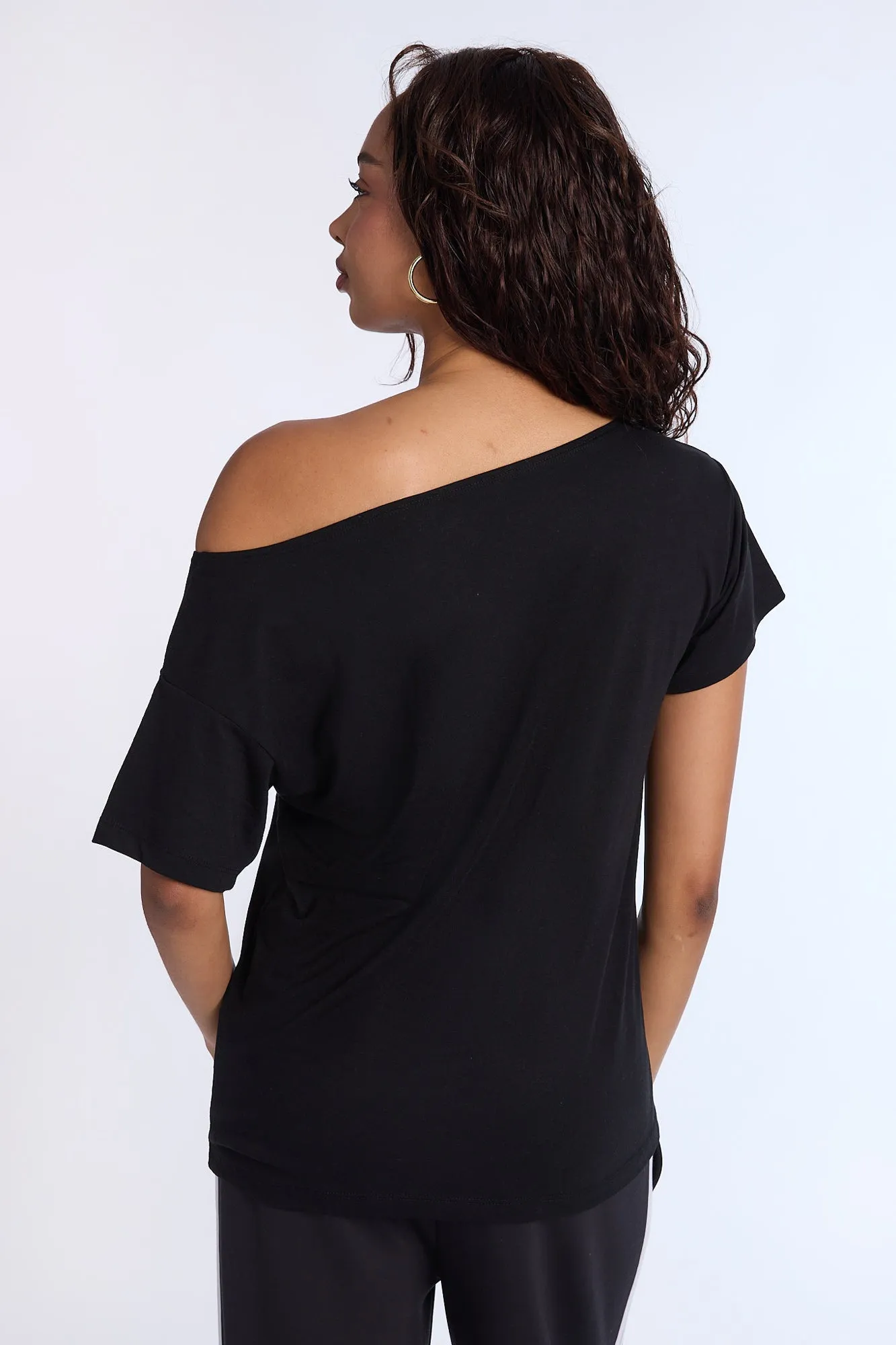 California Graphic Embroidered Off-Shoulder Tee sold by Bluenotes product image thumbnail 3