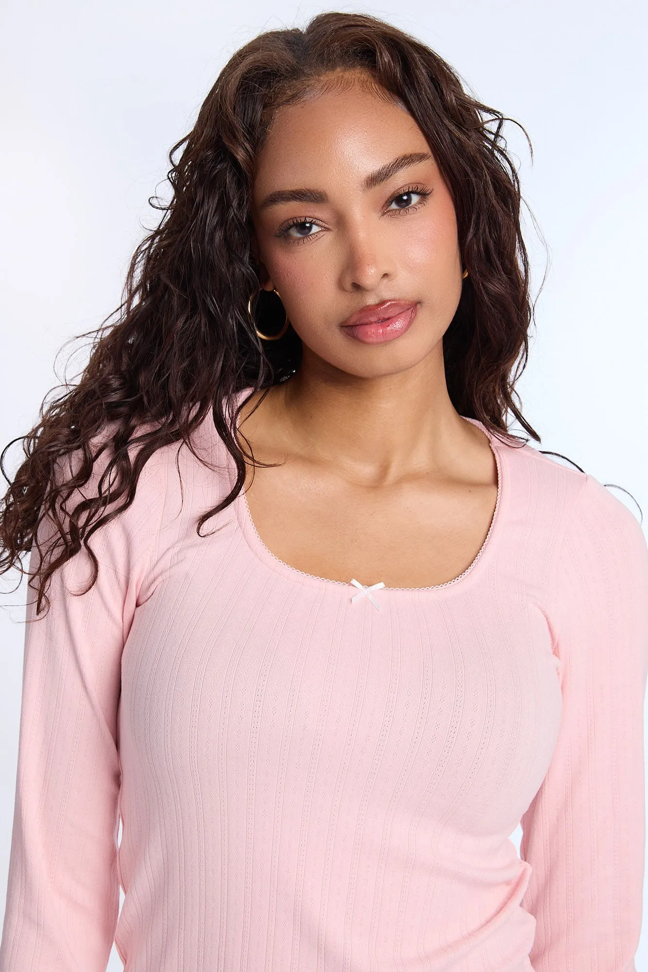 AERO Pointelle Knit Long Sleeve Pajama Top sold by Bluenotes product image thumbnail 2