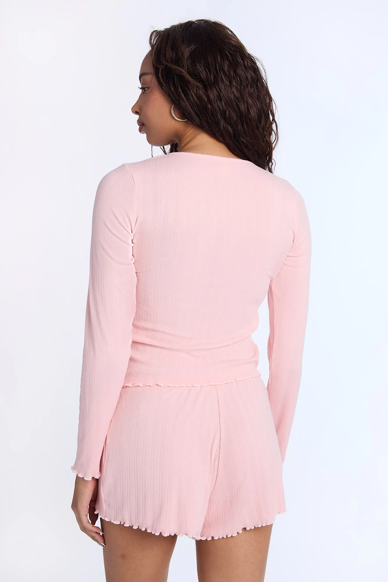 AERO Pointelle Knit Long Sleeve Pajama Top sold by Bluenotes product image thumbnail 3